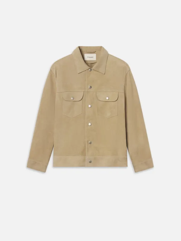 Suede Trucker Jacket -- Oxford Beige made by Frame Denim