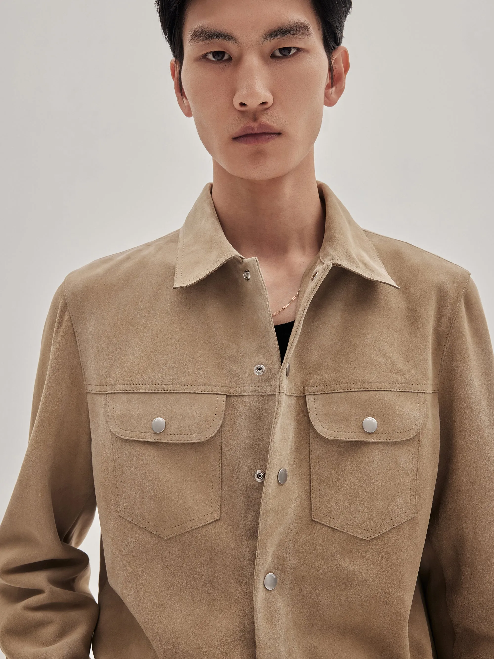 Suede Trucker Jacket -- Oxford Beige sold by Frame Denim product image thumbnail 2