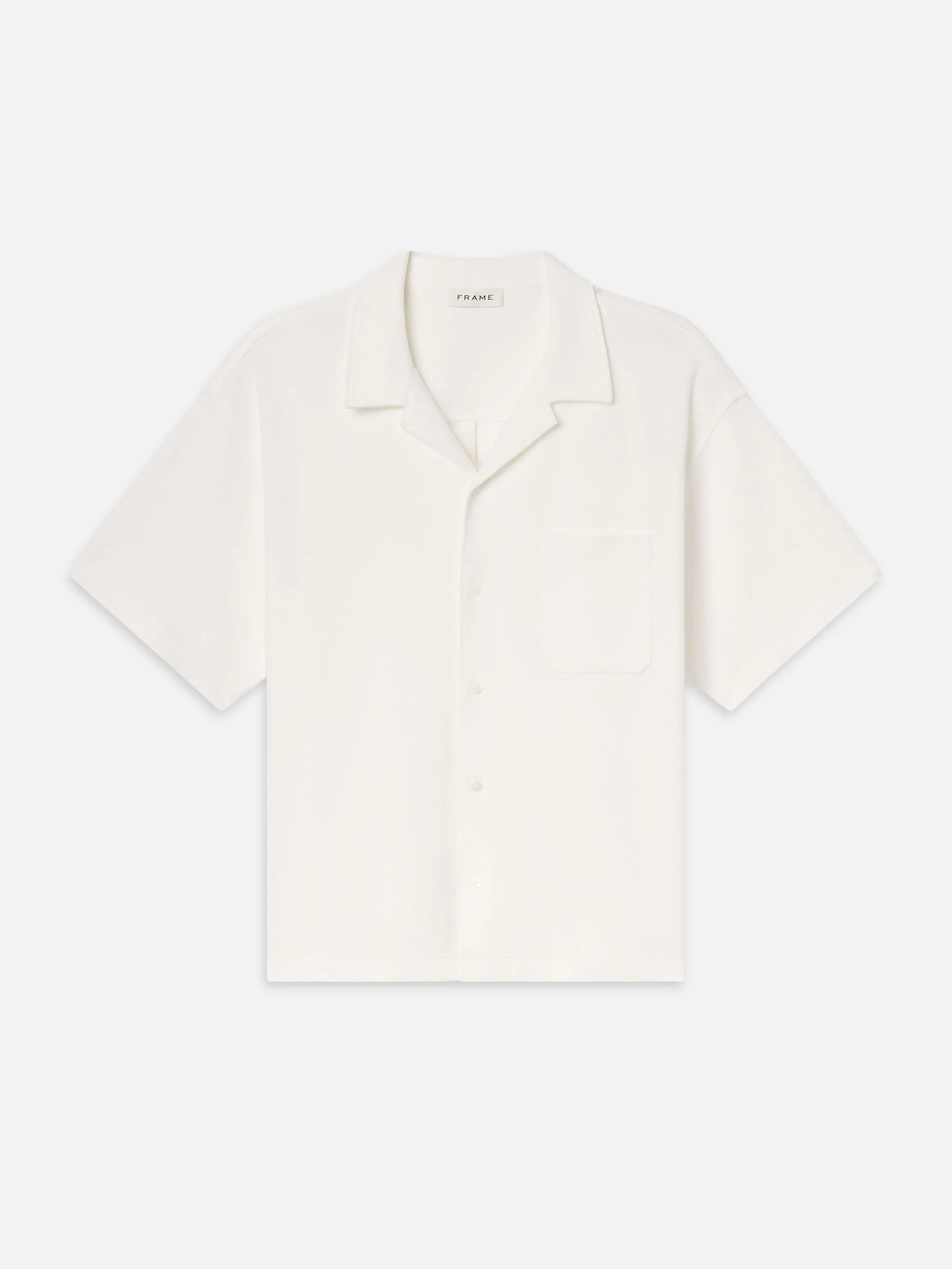 Jacquard Short Sleeve Relaxed Shirt -- White sold by Frame Denim