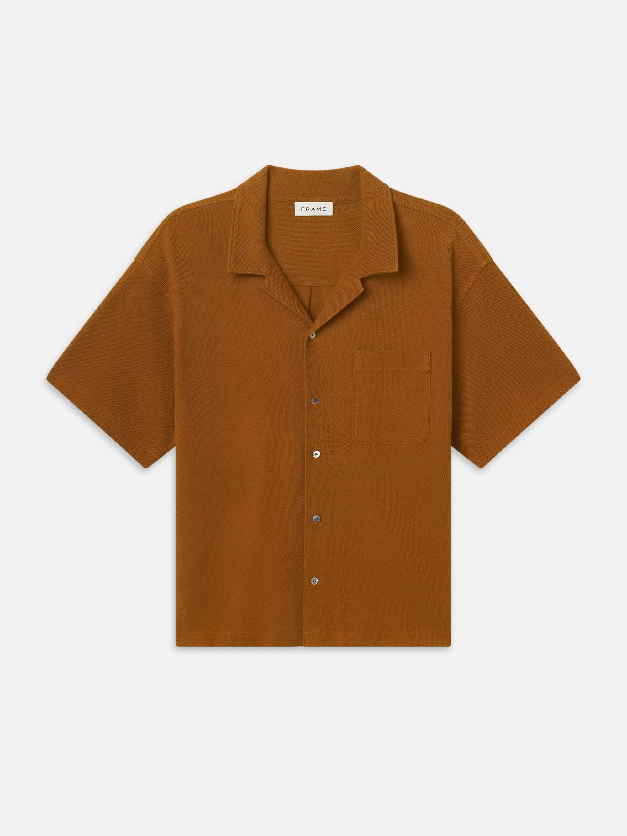 Jacquard Short Sleeve Relaxed Shirt -- Dark Orange sold by Frame Denim