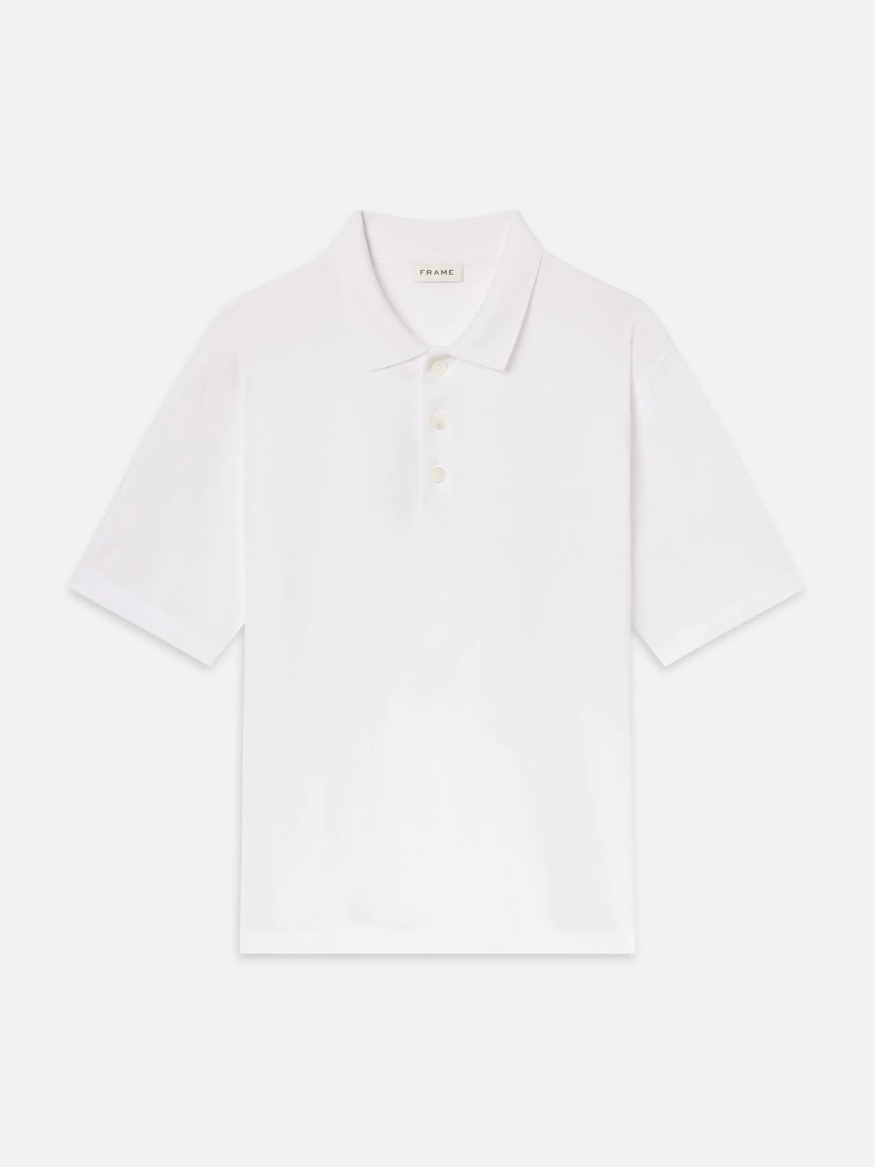 Light Pique Polo -- White sold by Frame Denim