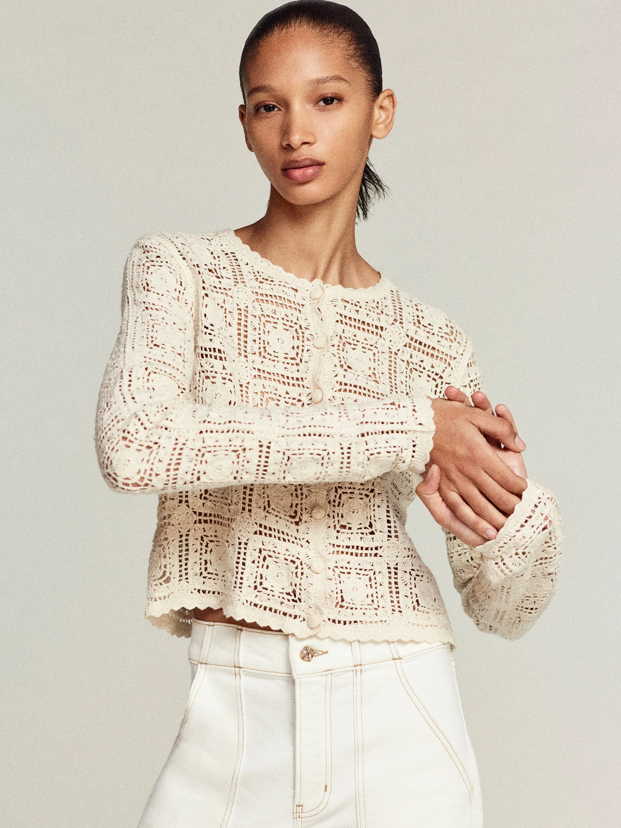 The Crochet Cardi -- Cream sold by Frame Denim product image thumbnail 2