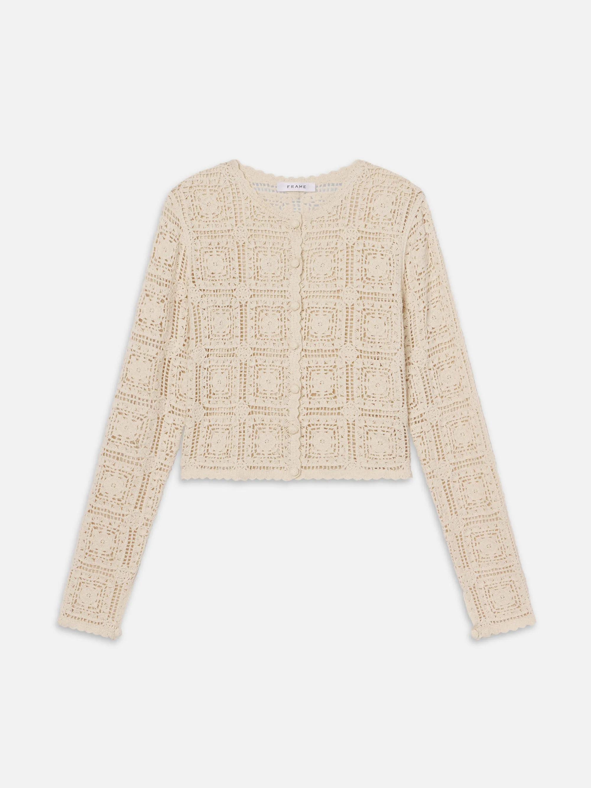 The Crochet Cardi -- Cream sold by Frame Denim