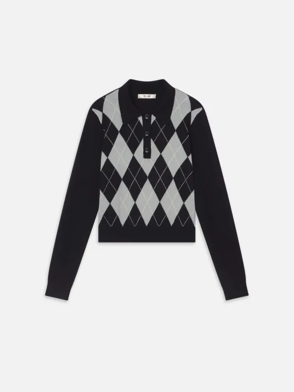 The Argyle Polo -- Grey Multi sold by Frame Denim