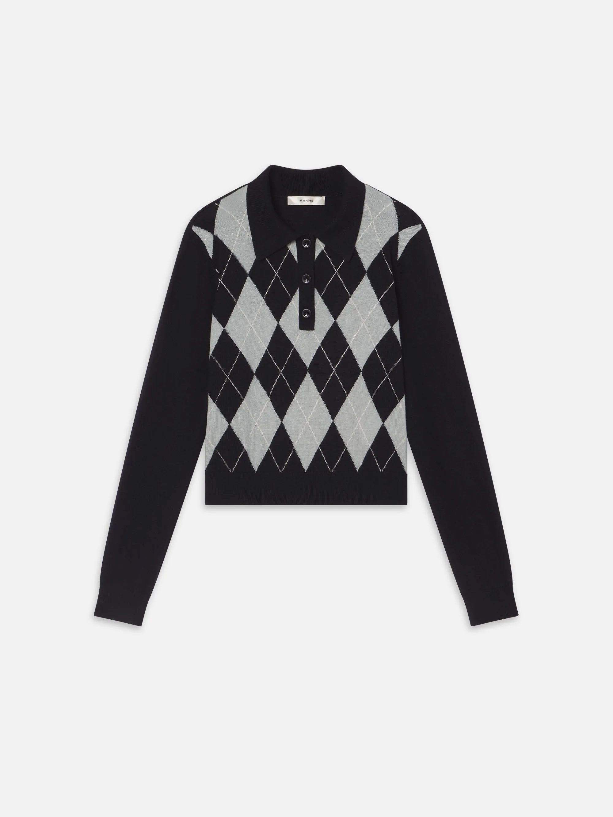 The Argyle Polo -- Grey Multi sold by Frame Denim