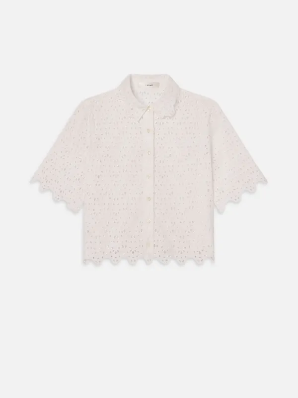 The Deco Eyelet Top -- White sold by Frame Denim