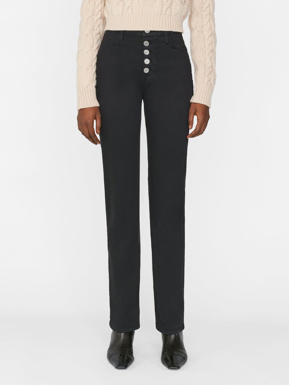 Le Super High Straight Button -- Film Noir sold by Frame Denim