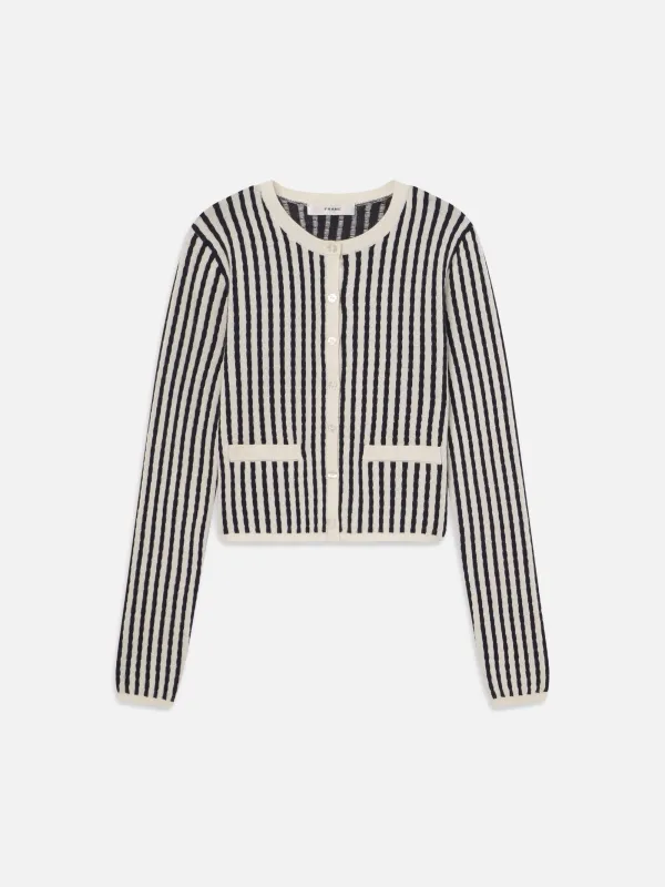 The Cable Cardi -- Navy Multi sold by Frame Denim