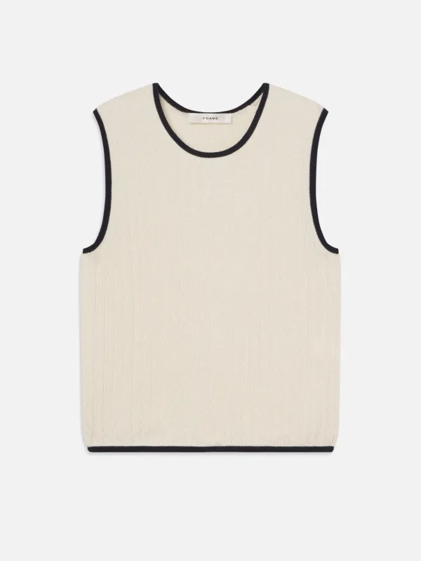 The Cable Tank -- Navy Multi sold by Frame Denim