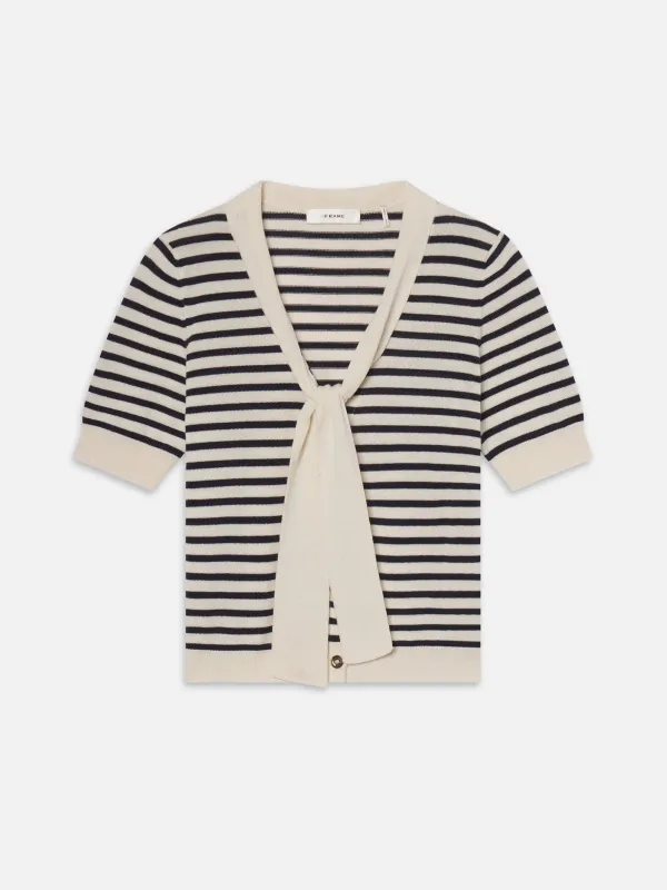The Sailor Tie Cardi -- Navy Multi made by Frame Denim