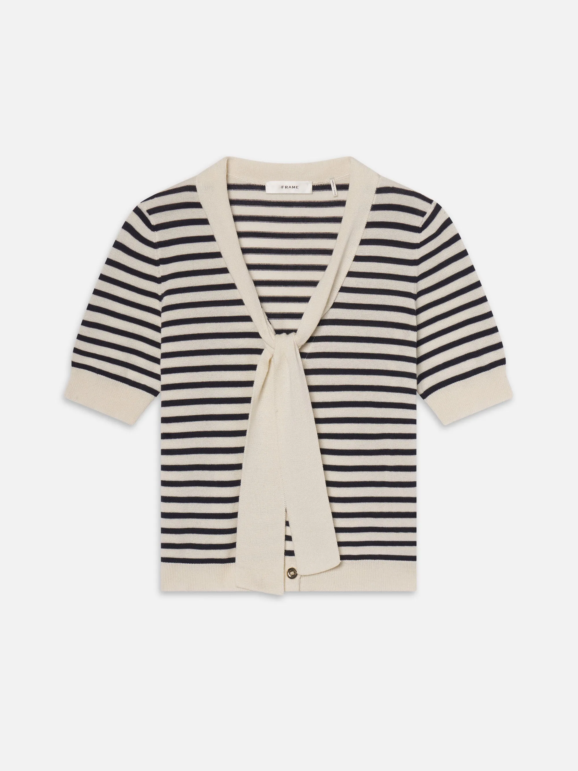 The Sailor Tie Cardi -- Navy Multi sold by Frame Denim