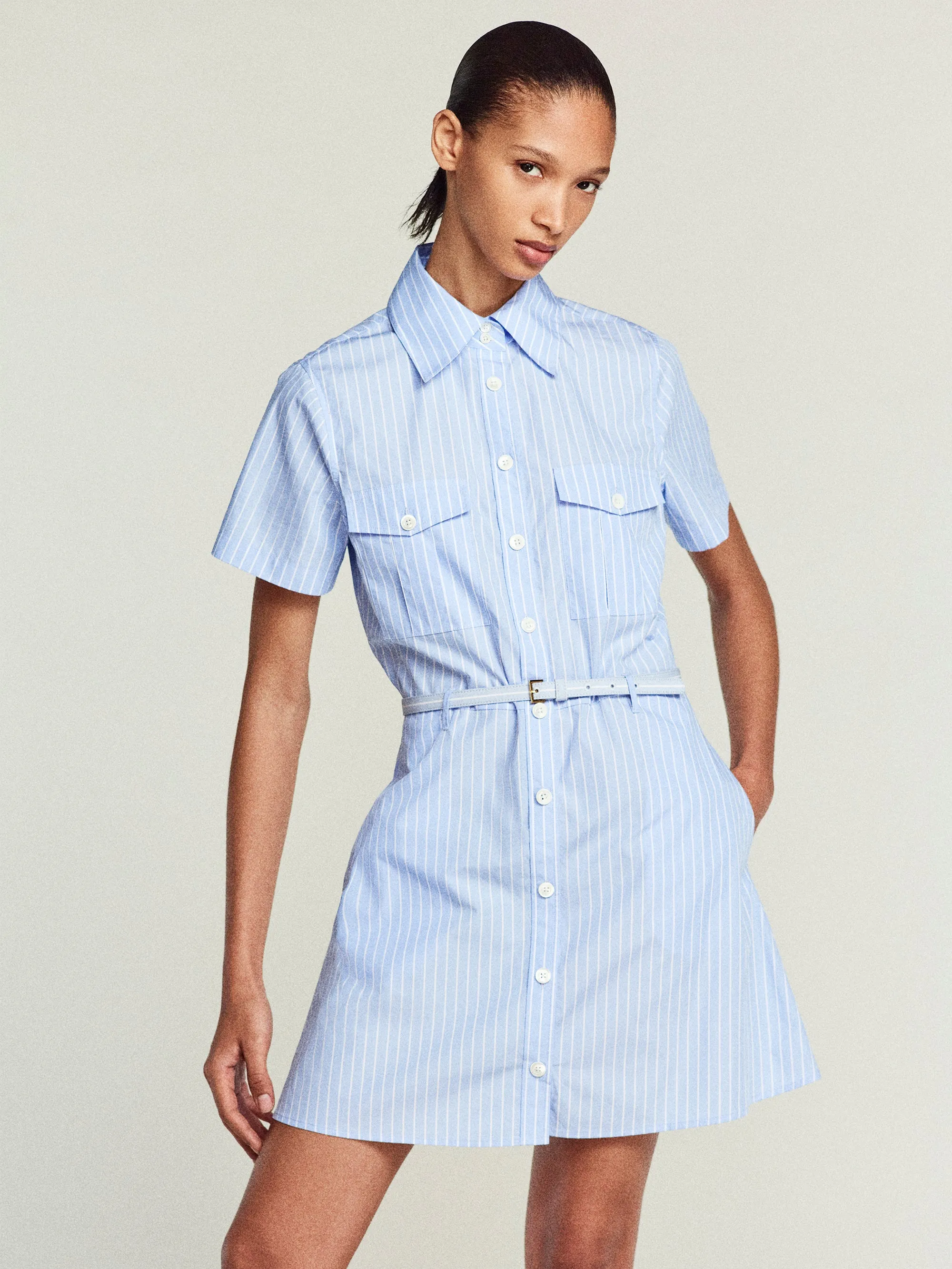 The Striped Safari Dress -- Oxford Blue Multi sold by Frame Denim product image thumbnail 2