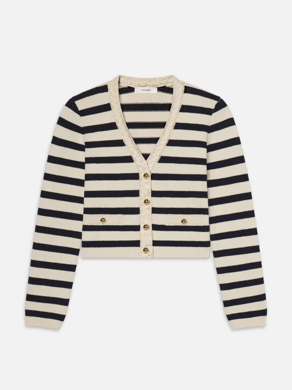 The Harbor Cardigan -- Navy Multi sold by Frame Denim