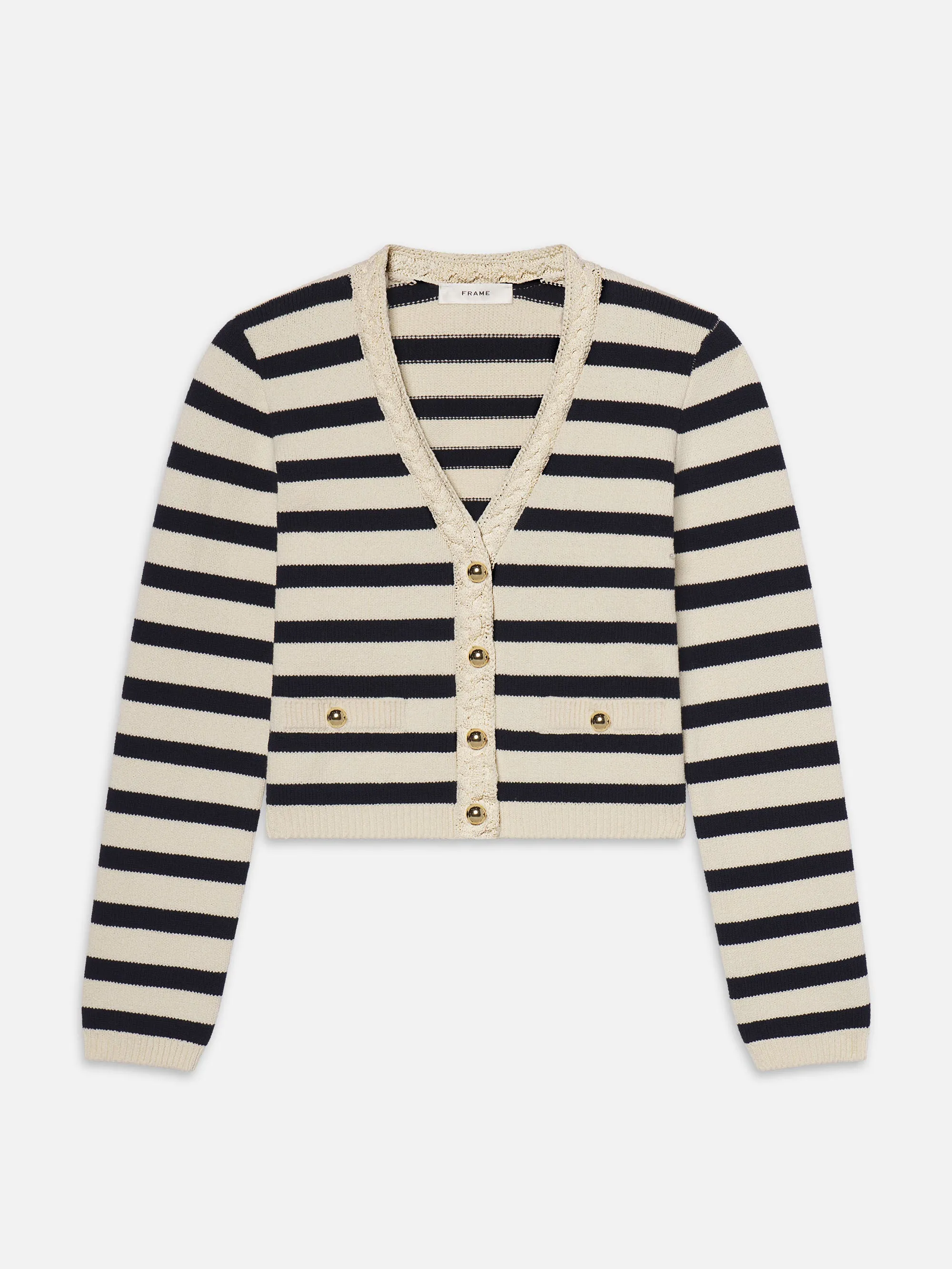 The Harbor Cardigan -- Navy Multi sold by Frame Denim