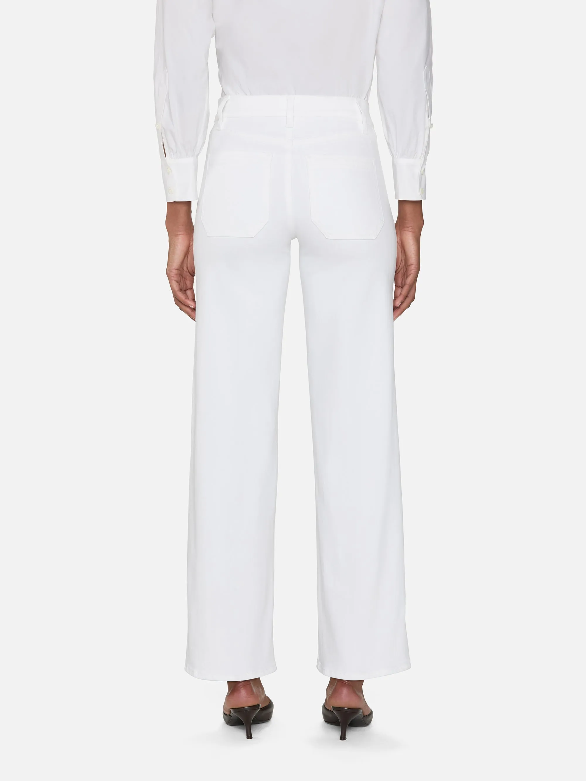 Le Pixie Slim Palazzo Modernist Pocket -- White sold by Frame Denim product image thumbnail 5