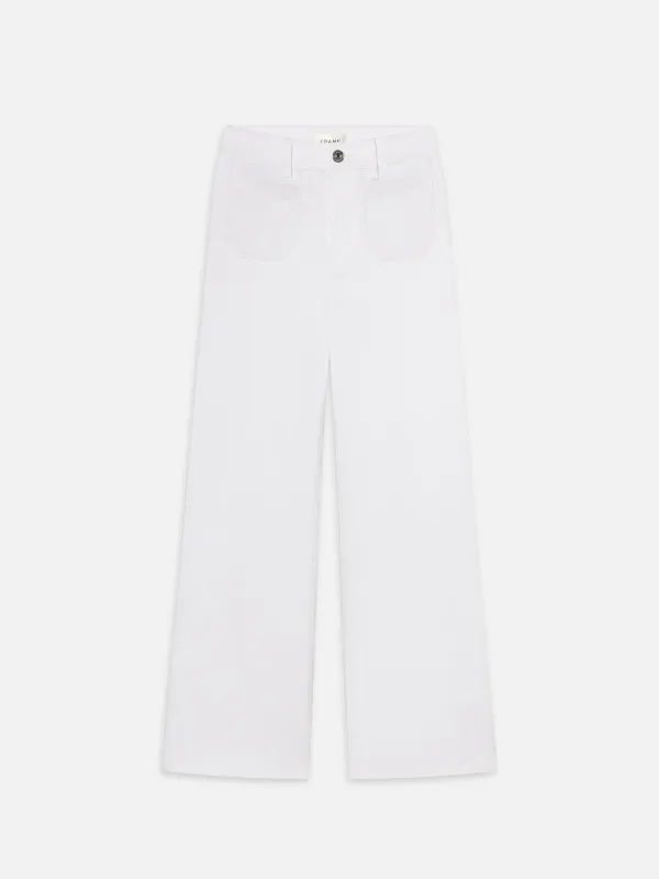 Le Pixie Slim Palazzo Modernist Pocket -- White sold by Frame Denim