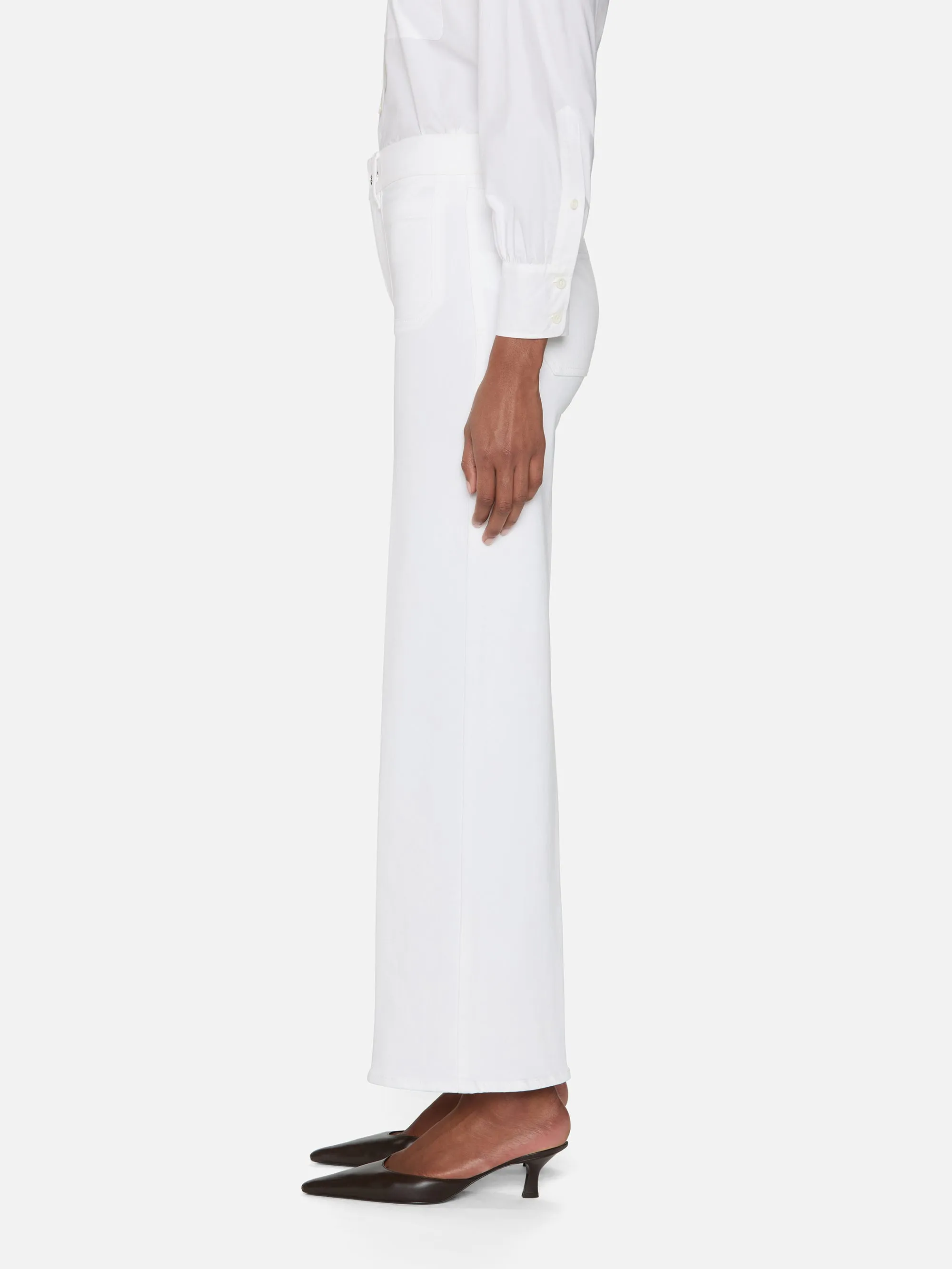 Le Pixie Slim Palazzo Modernist Pocket -- White sold by Frame Denim product image thumbnail 4
