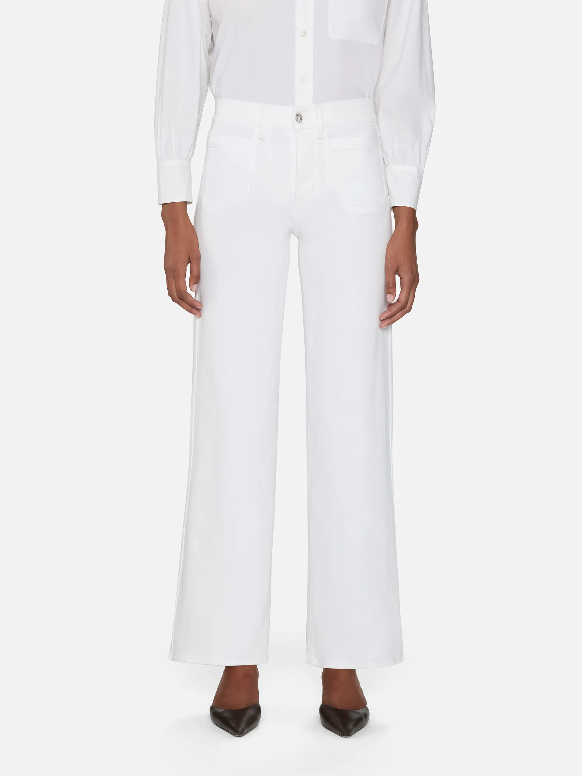 Le Pixie Slim Palazzo Modernist Pocket -- White sold by Frame Denim product image thumbnail 2