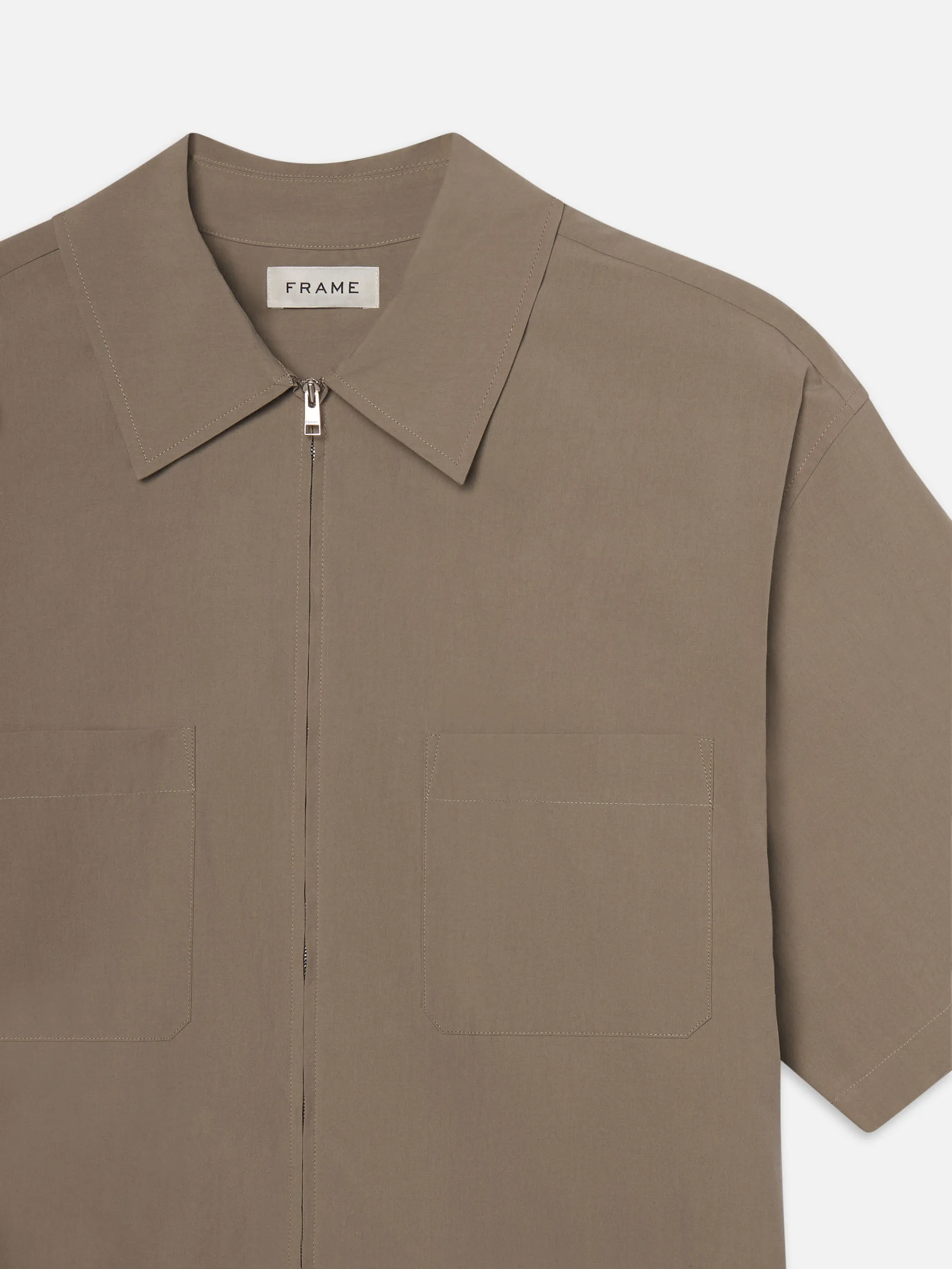 Light Poplin Zip Shirt -- Smoky Mocha sold by Frame Denim product image thumbnail 2