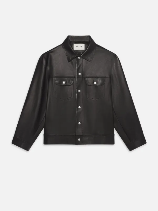 Leather Trucker Jacket -- Black sold by Frame Denim