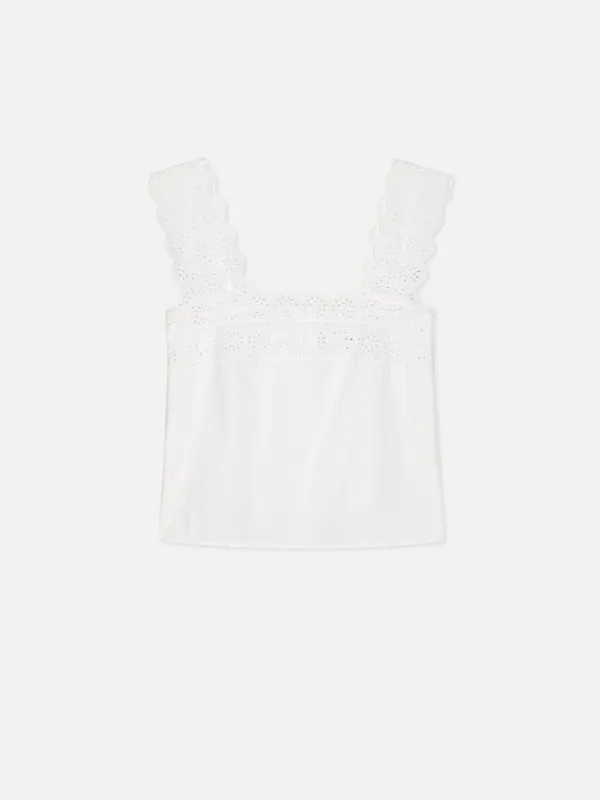 The Eyelet Tank -- White sold by Frame Denim