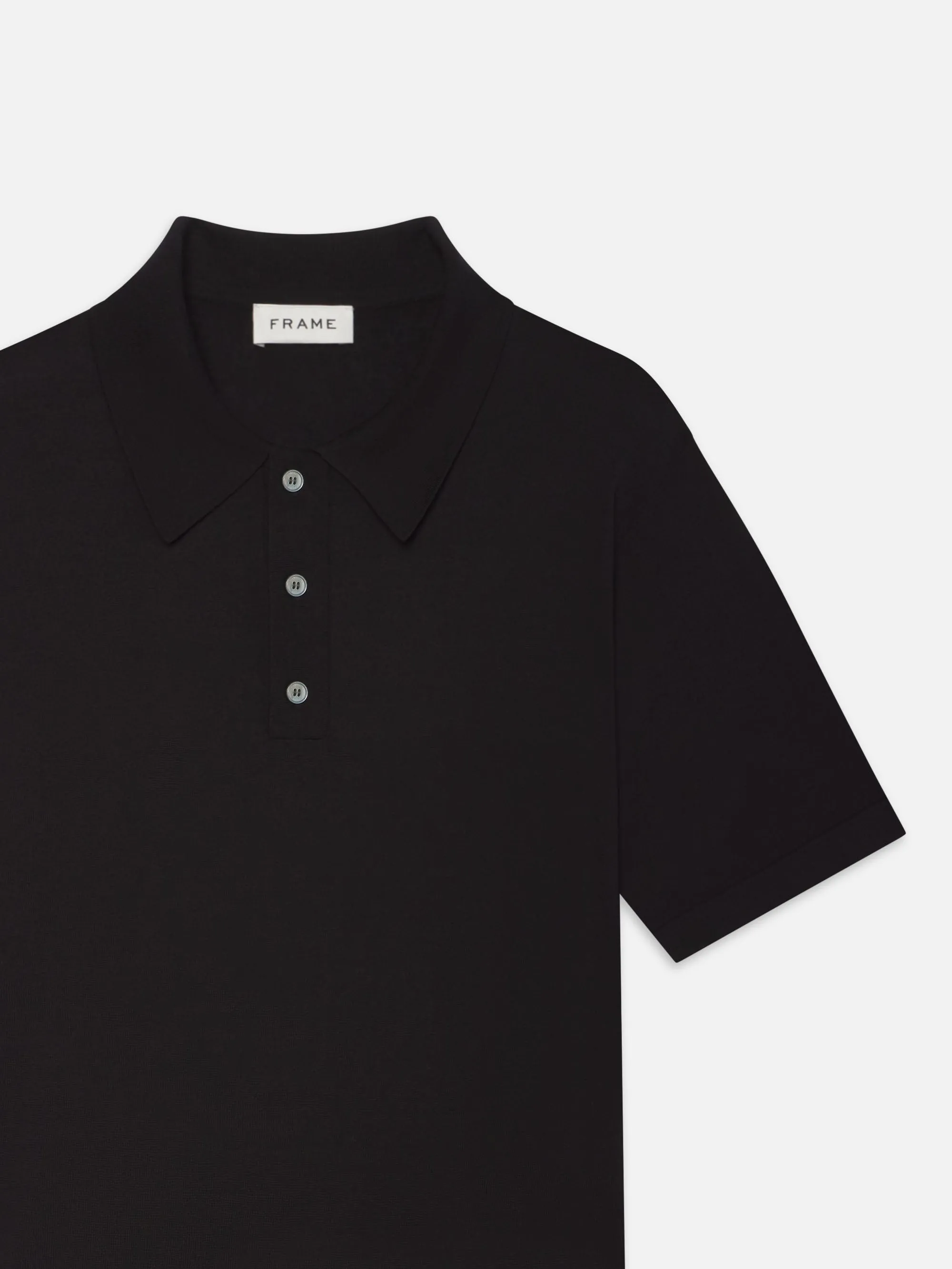 Cotton Silk Polo Sweater -- Black sold by Frame Denim product image thumbnail 2
