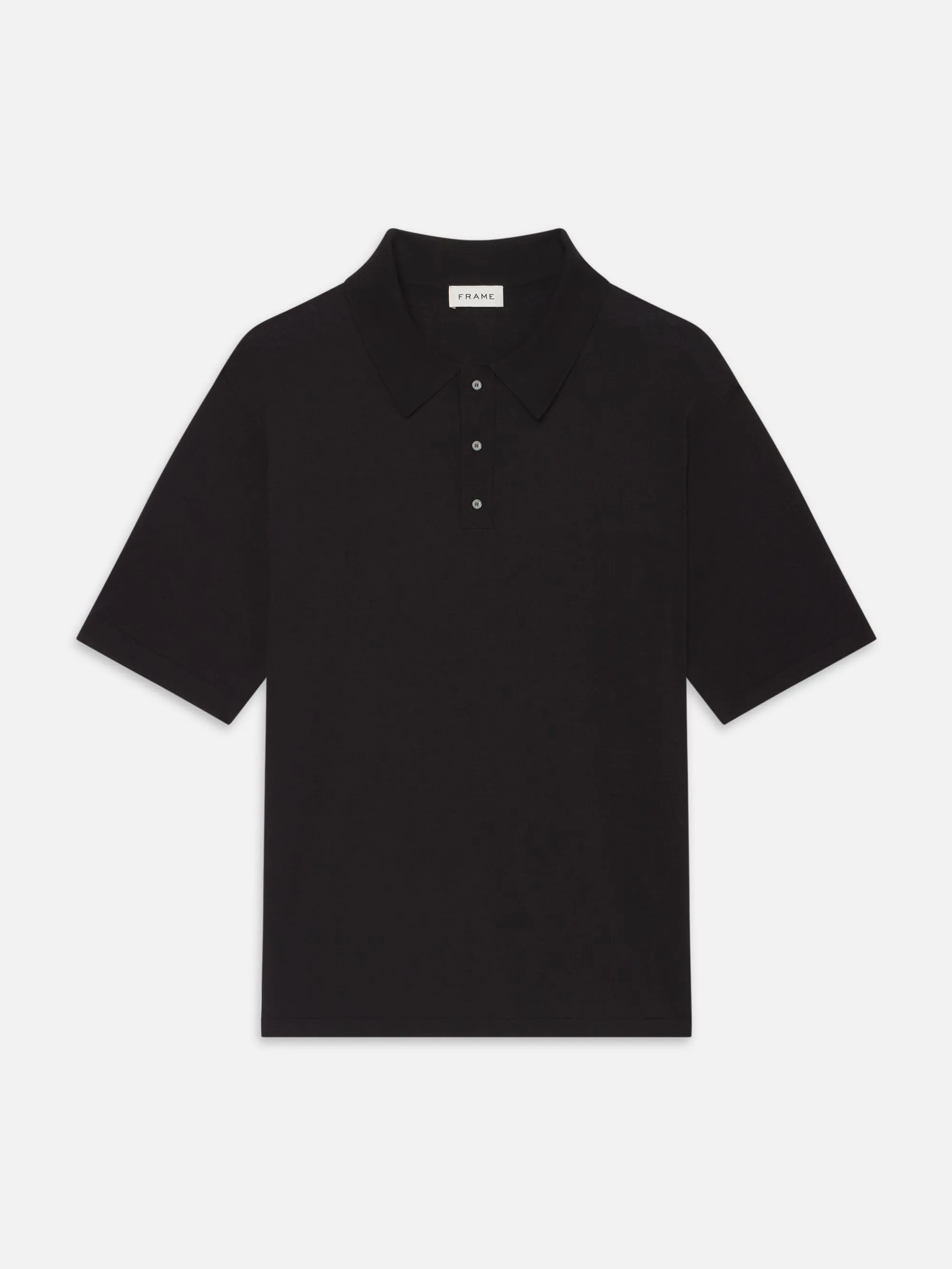 Cotton Silk Polo Sweater -- Black sold by Frame Denim