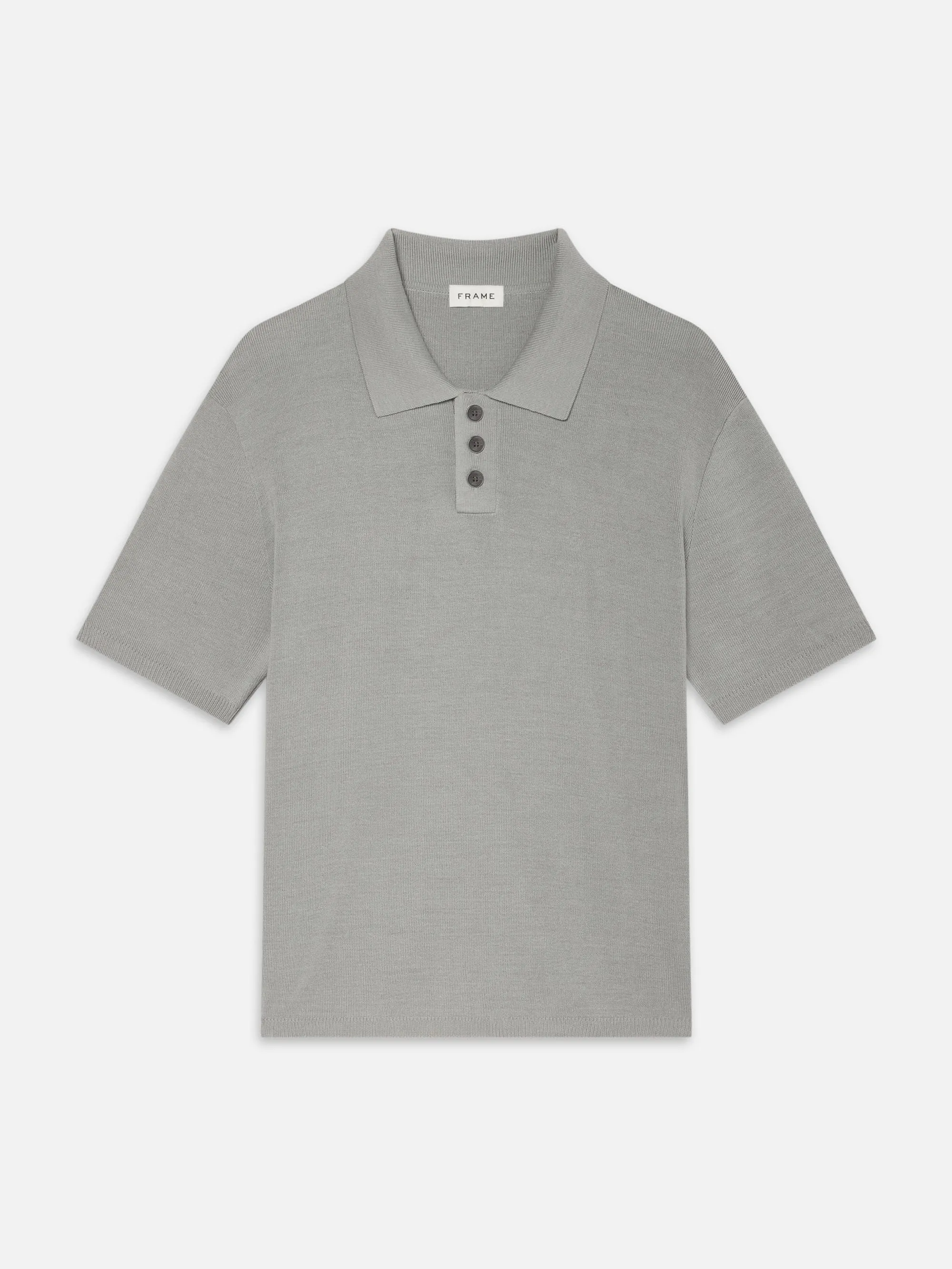 Cotton Silk Polo Sweater -- Grey Blue sold by Frame Denim