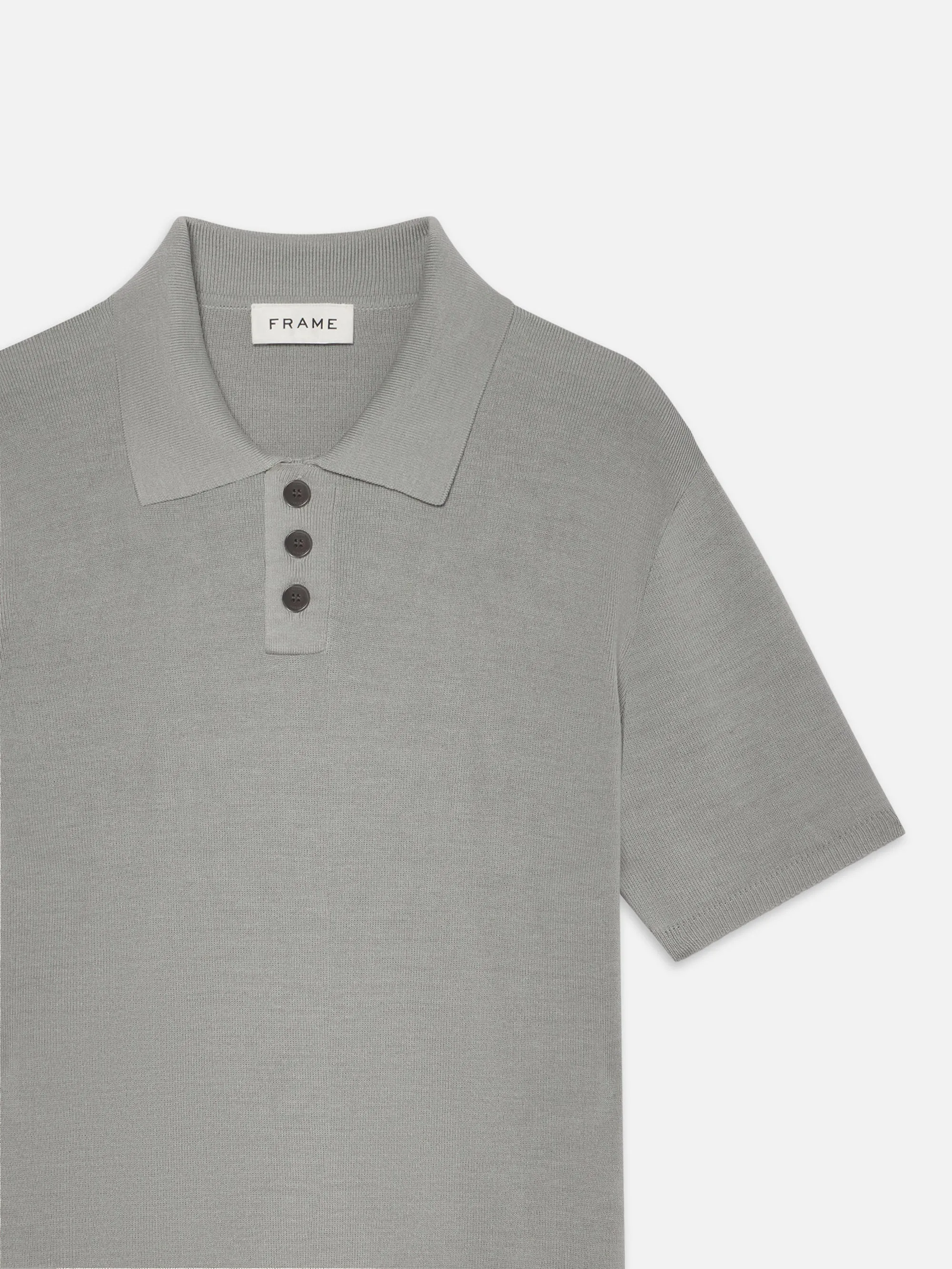 Cotton Silk Polo Sweater -- Grey Blue sold by Frame Denim product image thumbnail 3