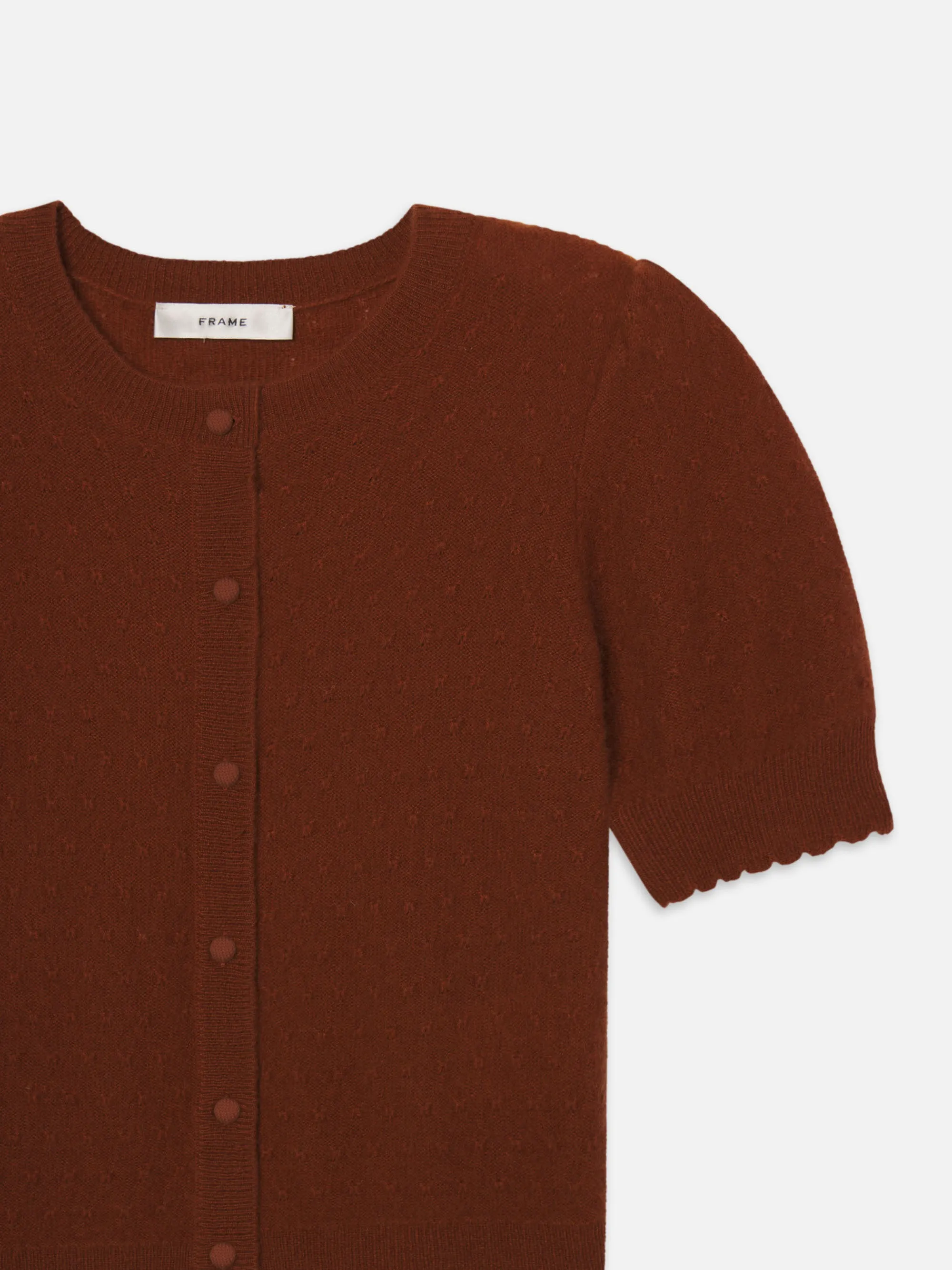 The Cashmere Pointelle Cardi -- Chestnut sold by Frame Denim product image thumbnail 3