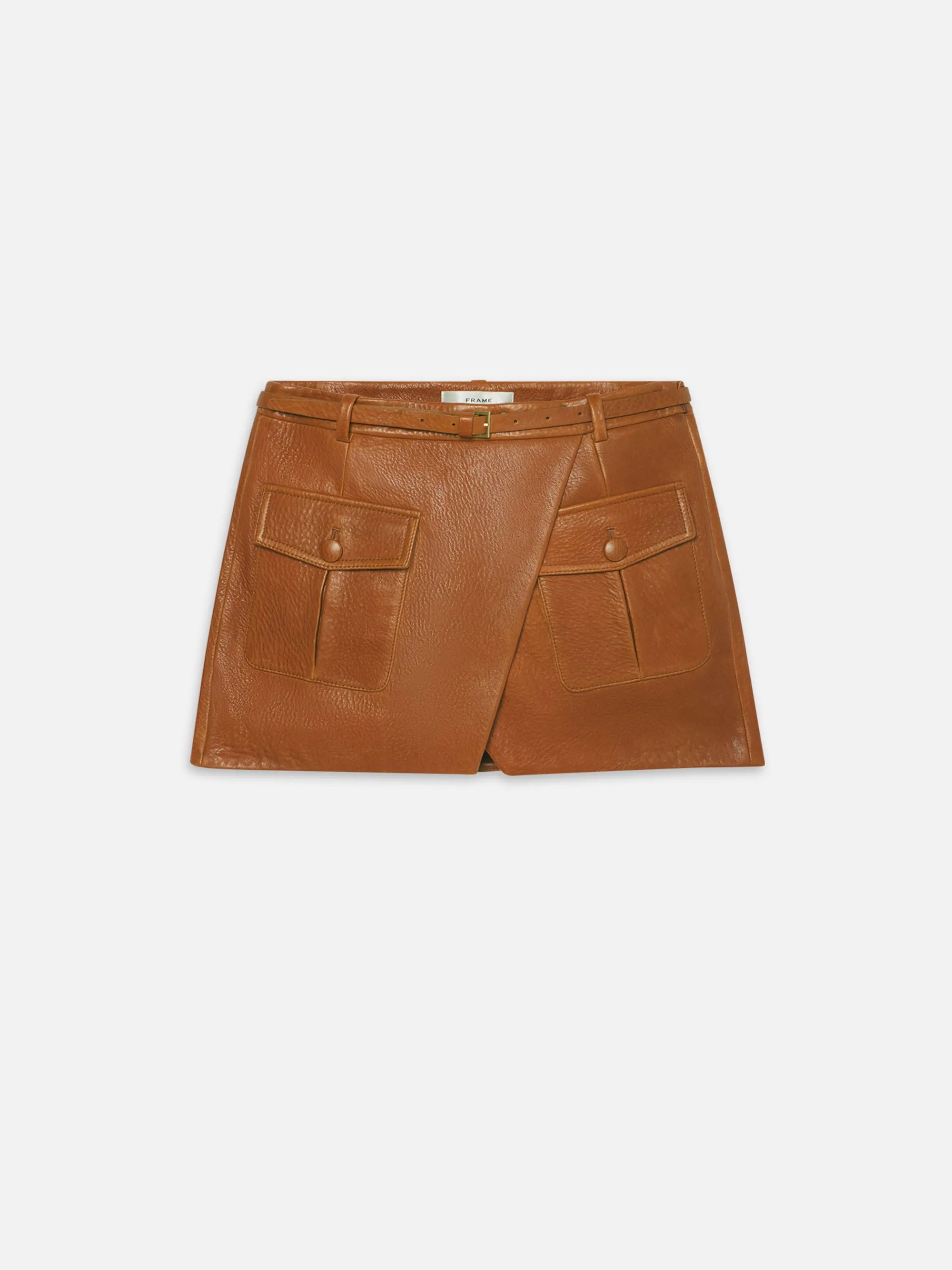 The Leather Cargo Skirt -- Chestnut sold by Frame Denim