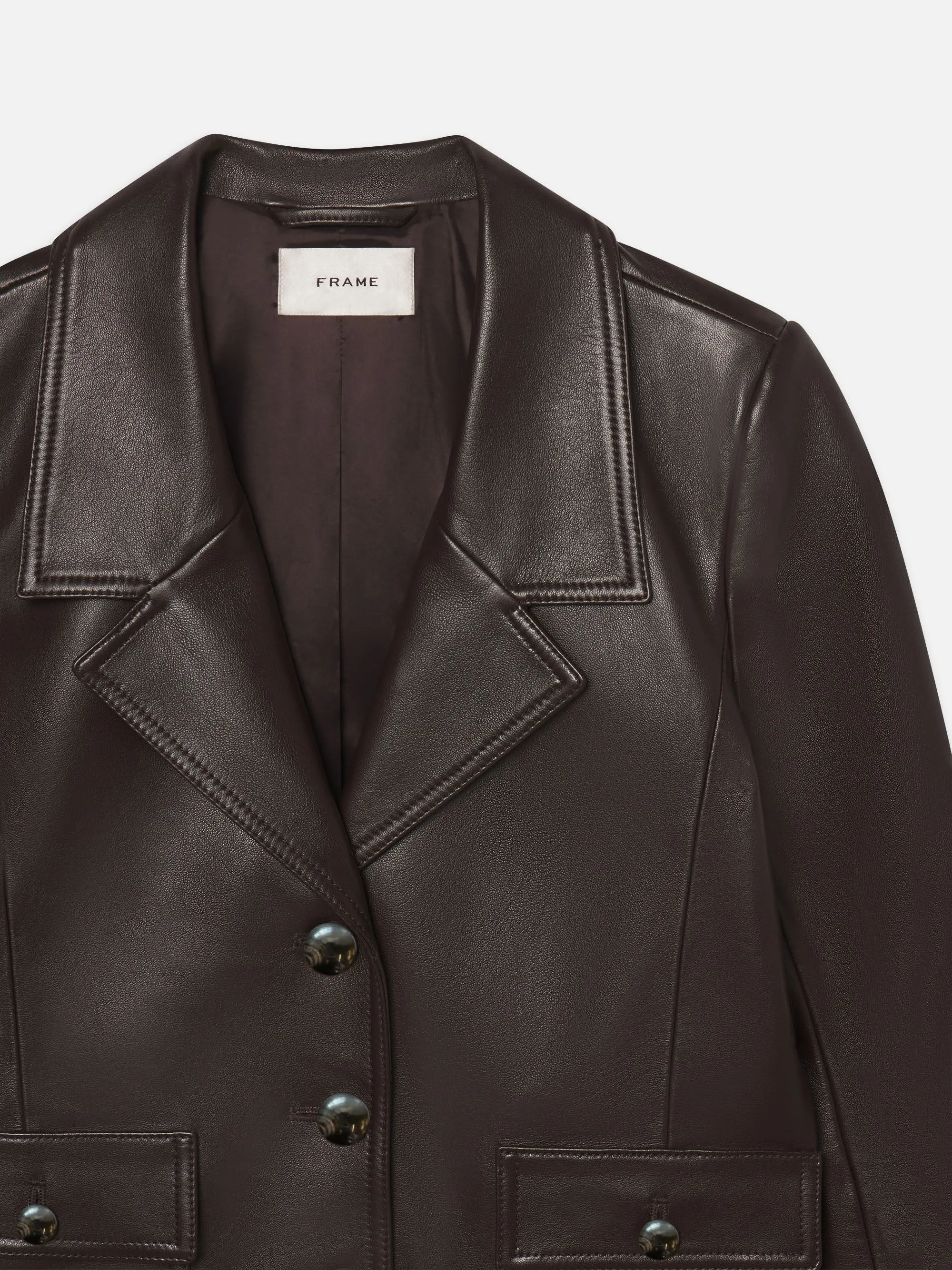 The Leather Cuffed Jacket -- Dark Brown sold by Frame Denim product image thumbnail 3