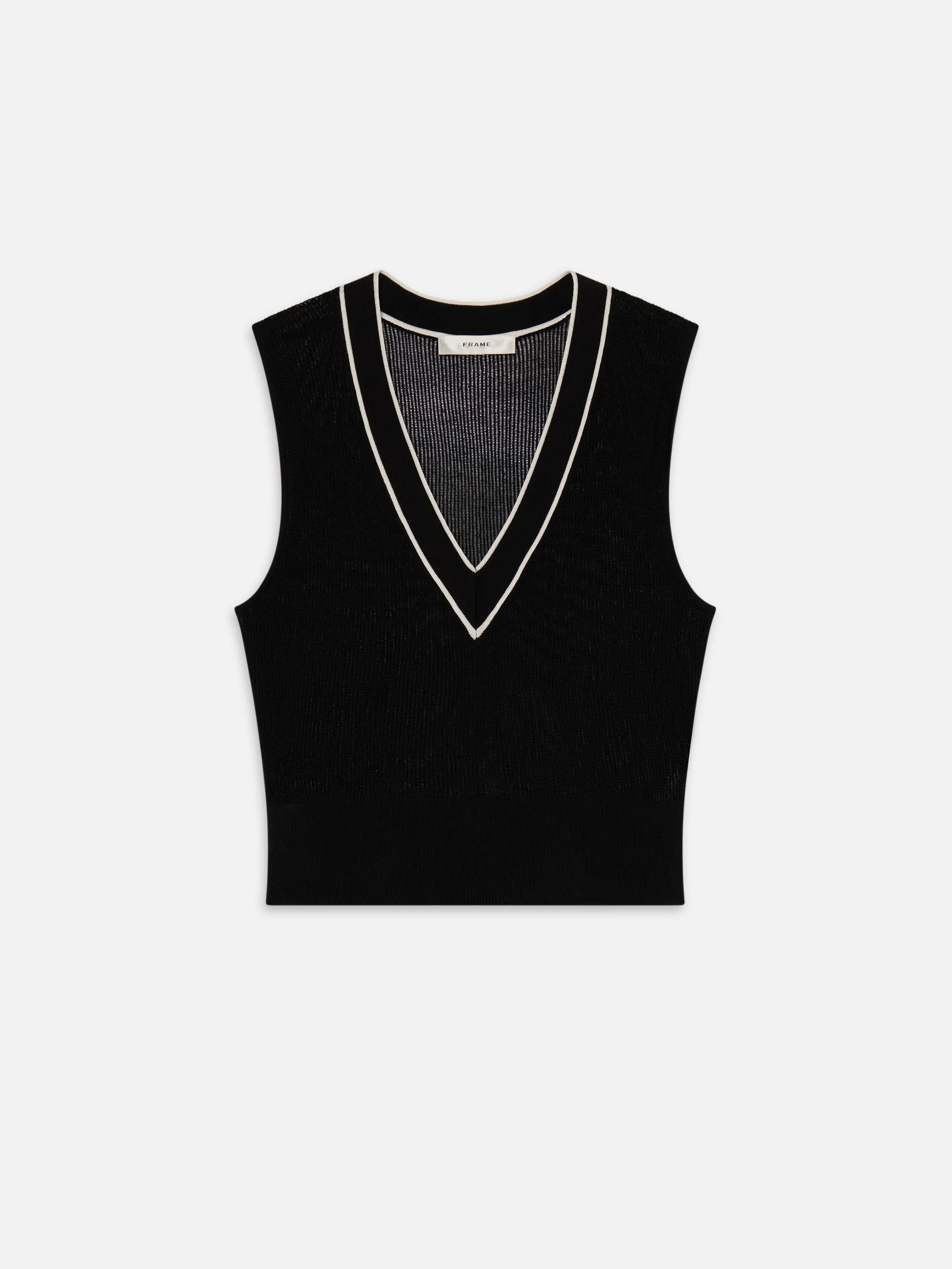 The Varsity Vest -- Black Multi sold by Frame Denim