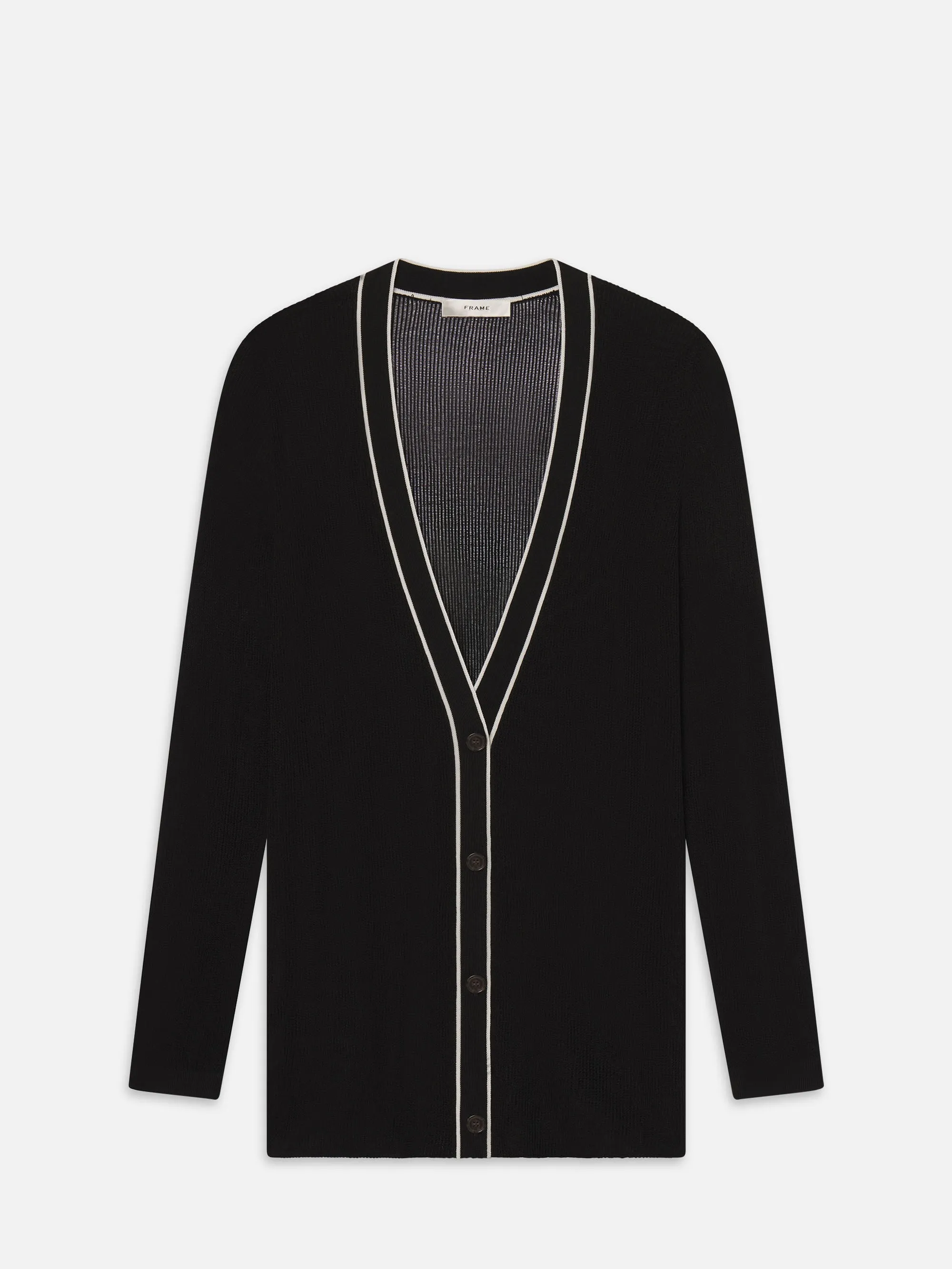 The Varsity Cardigan -- Black Multi sold by Frame Denim