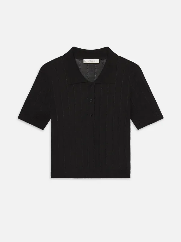 The Ribbed Polo -- Black sold by Frame Denim