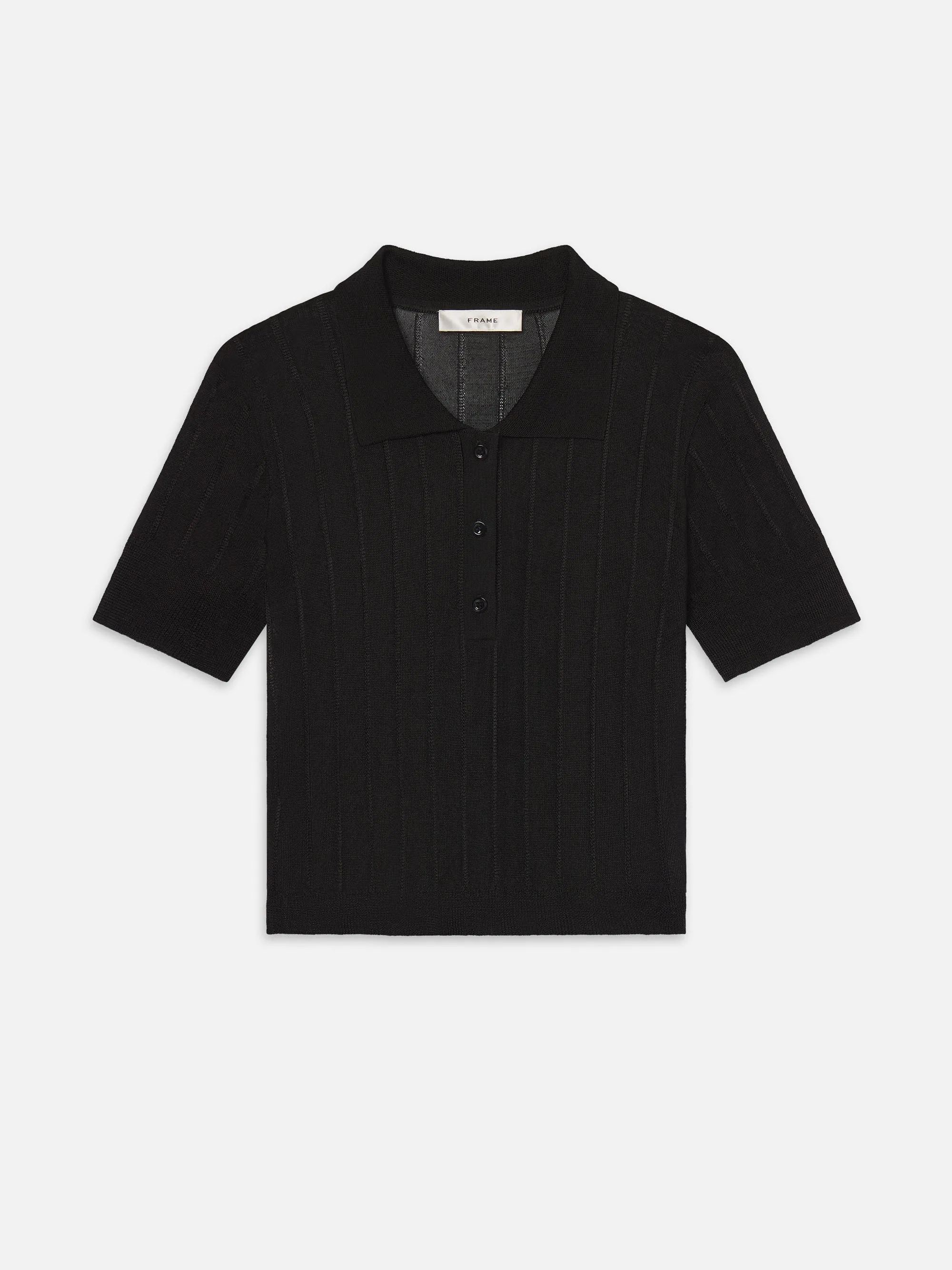 The Ribbed Polo -- Black sold by Frame Denim