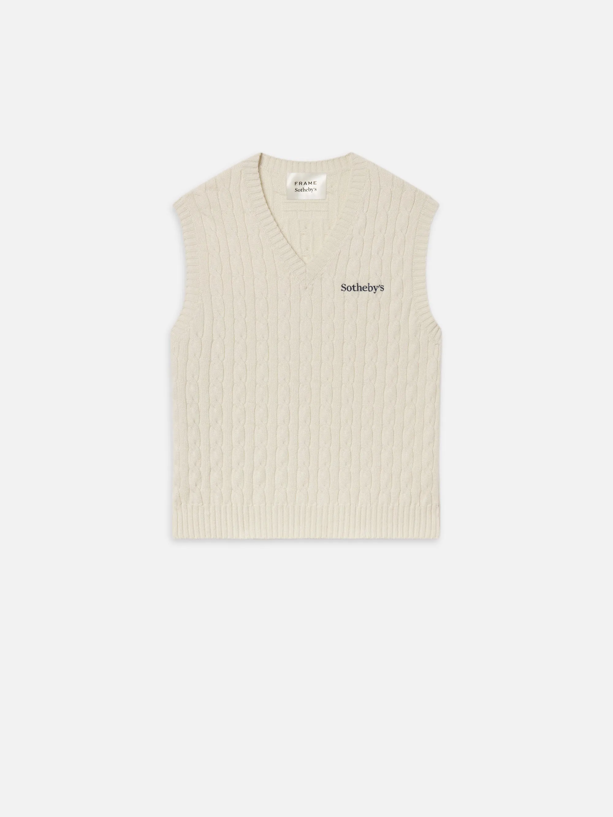 Sotheby's Unisex Cable Sweater Vest -- Cream sold by Frame Denim