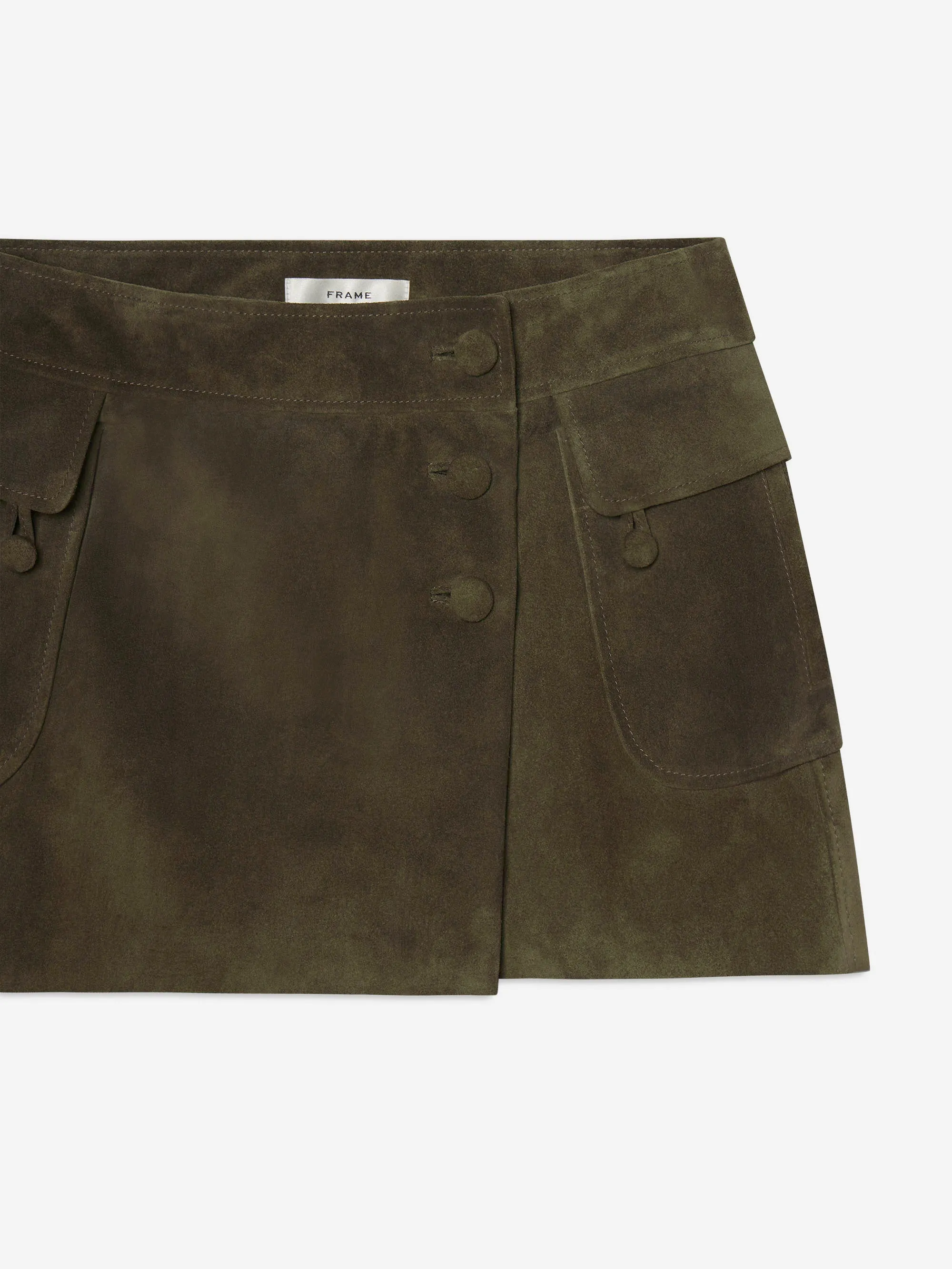 The Suede Cargo Mini Skirt -- Cypress sold by Frame Denim product image thumbnail 4