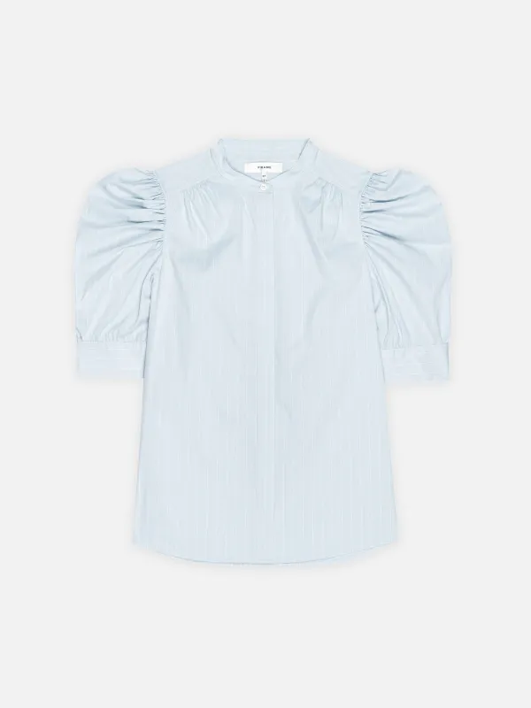 The Gathered Top -- Light Chambray Multi sold by Frame Denim