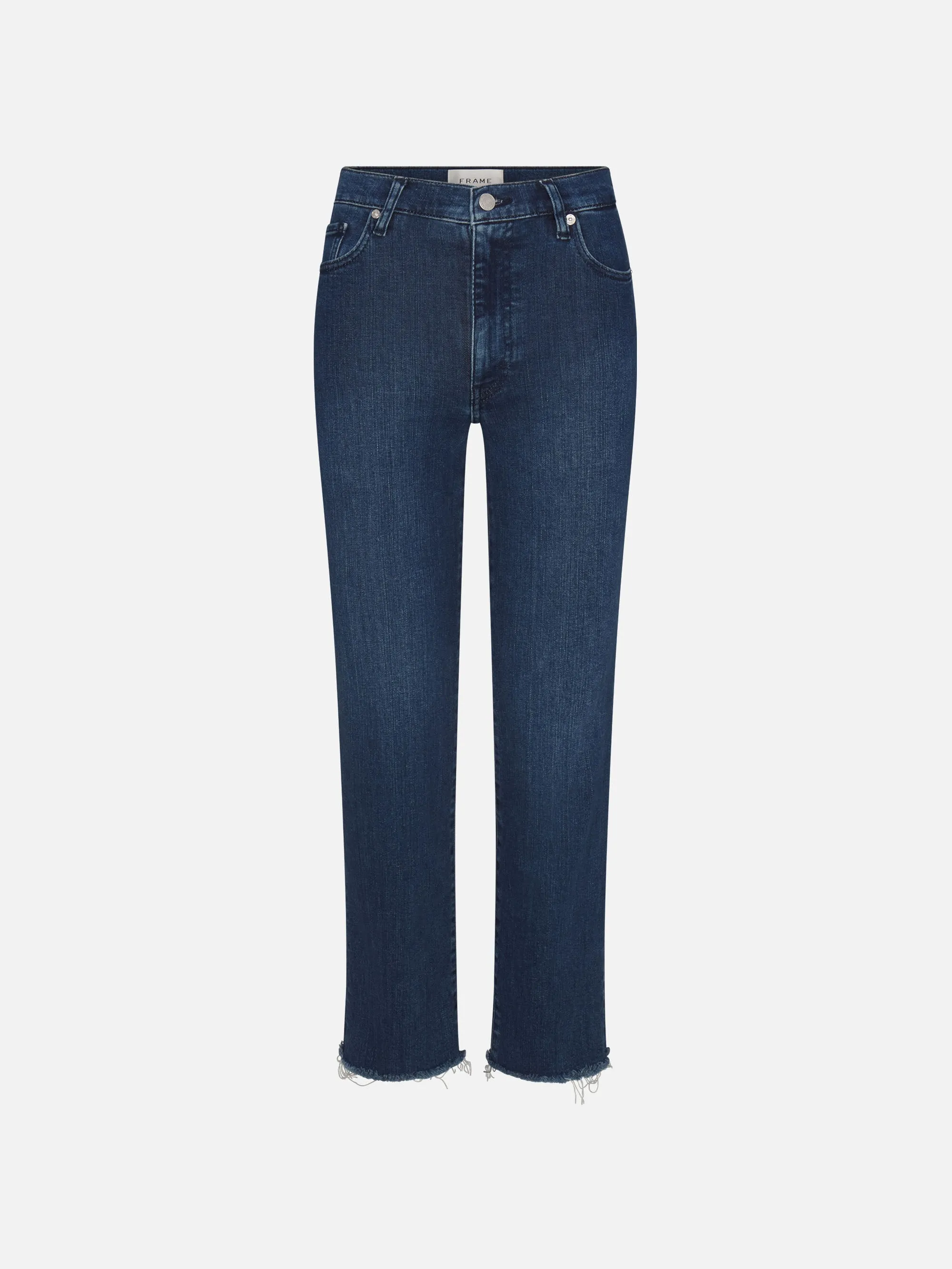 Le Sleek Straight Crop -- Thunderstorm Raw Fray sold by Frame Denim