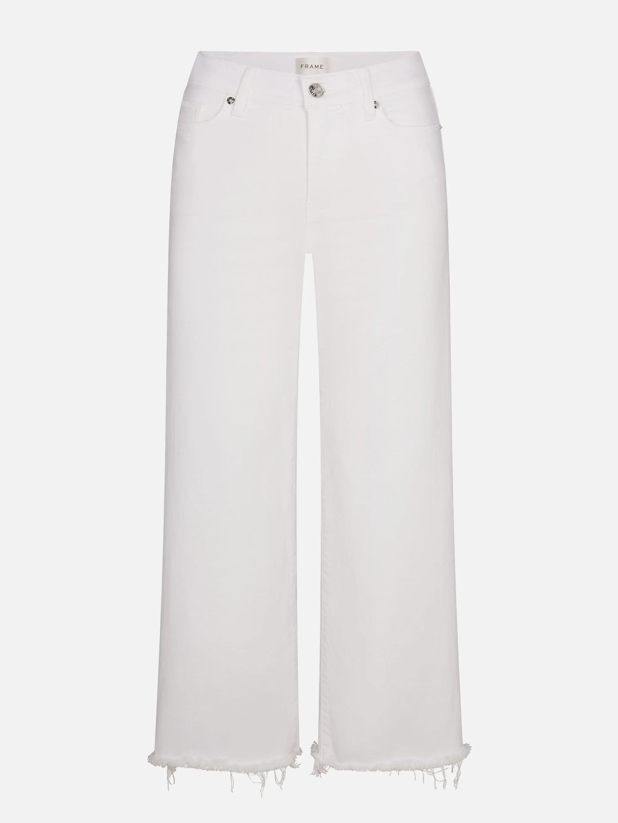 Le Slim Palazzo Crop -- White Raw Fray sold by Frame Denim
