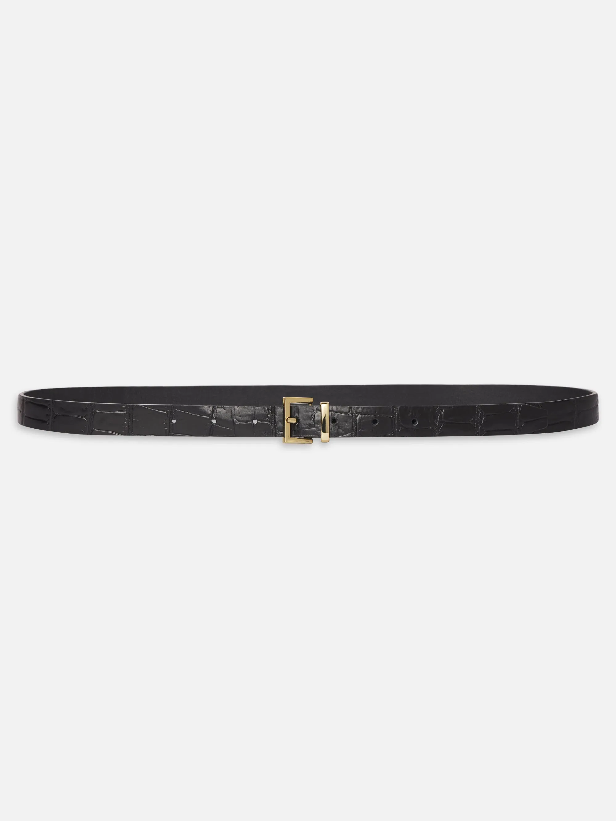 The Petite Croc Belt -- Black sold by Frame Denim