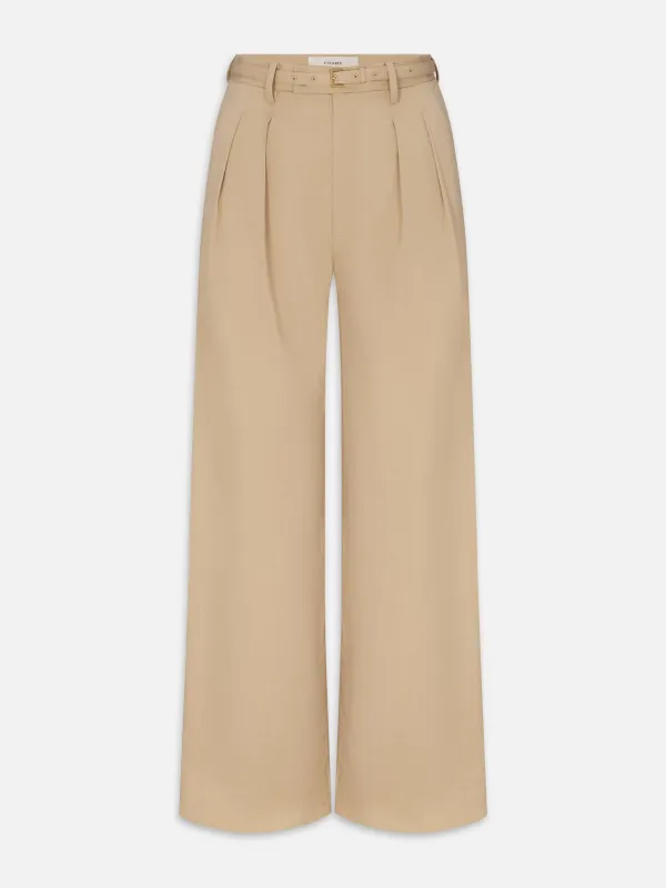 The Pleated Stilt Trouser -- Light Khaki sold by Frame Denim