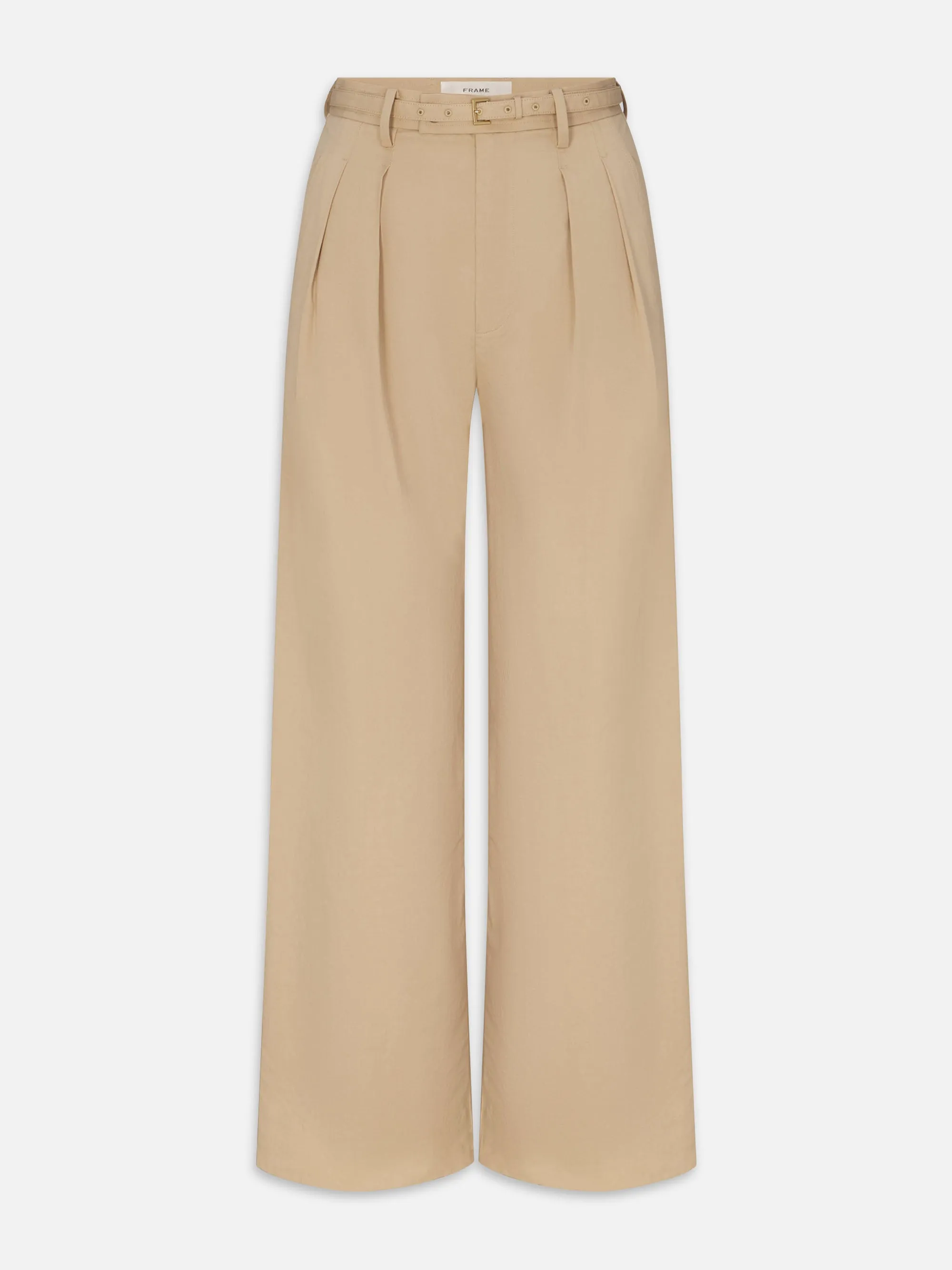 The Pleated Stilt Trouser -- Light Khaki sold by Frame Denim