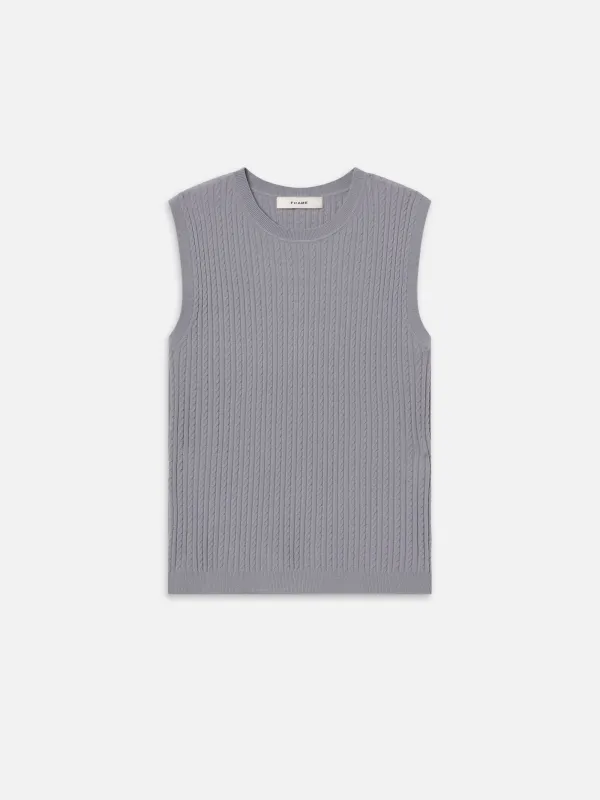 The Fine Cable Tank -- Grey Blue sold by Frame Denim