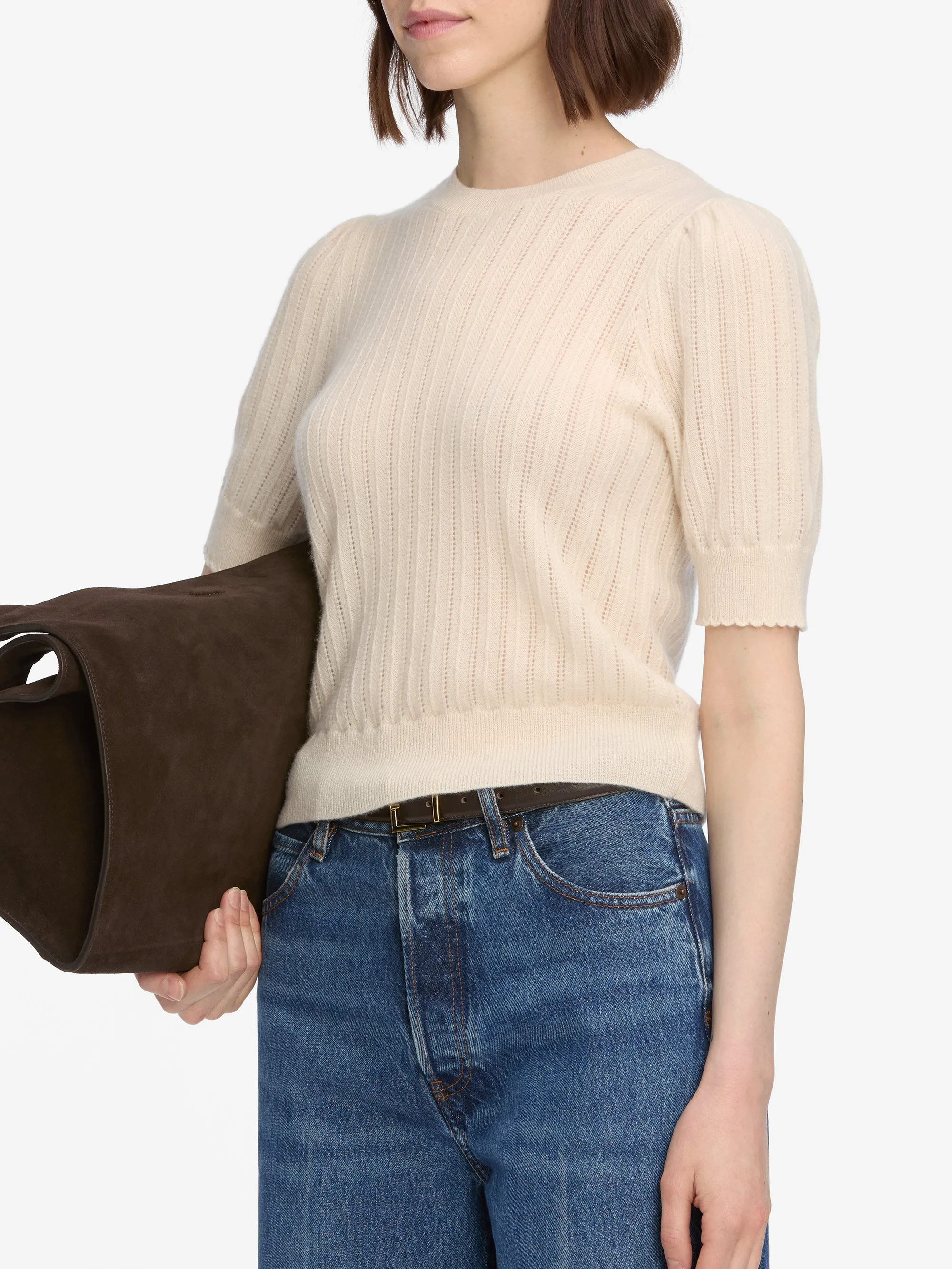 The Ladder Pointelle Sweater -- Cream sold by Frame Denim product image thumbnail 5