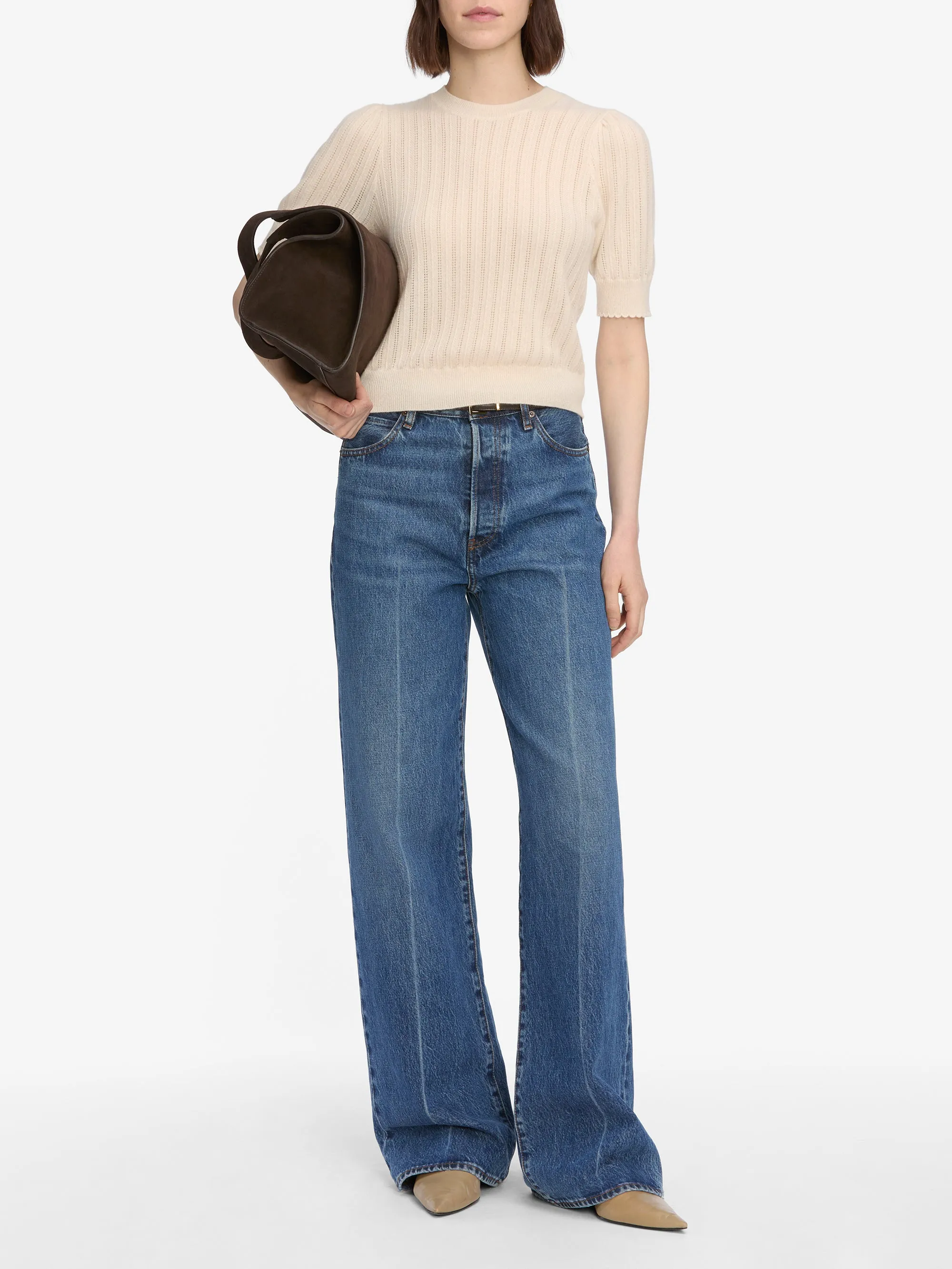 The Ladder Pointelle Sweater -- Cream sold by Frame Denim product image thumbnail 2
