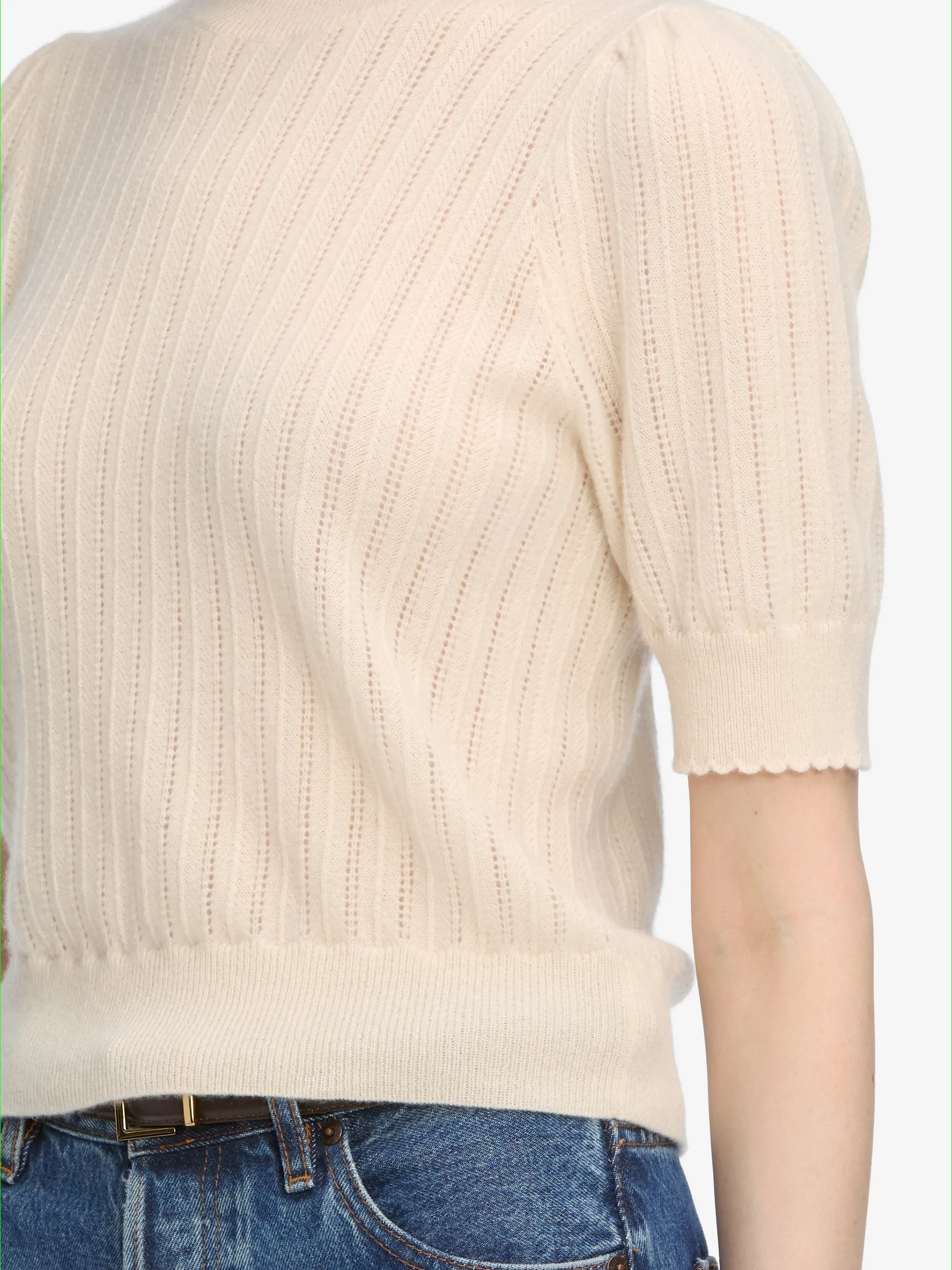 The Ladder Pointelle Sweater -- Cream sold by Frame Denim product image thumbnail 4