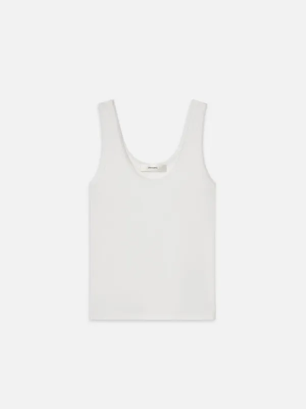 The Mesh Trim Tank -- White sold by Frame Denim