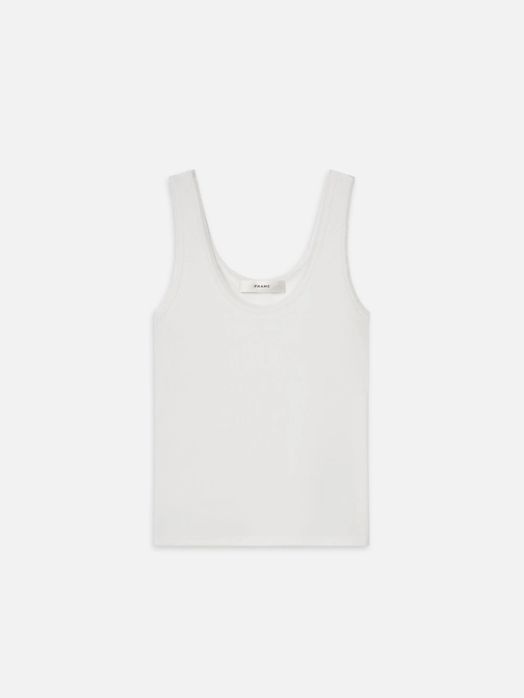 The Mesh Trim Tank -- White sold by Frame Denim